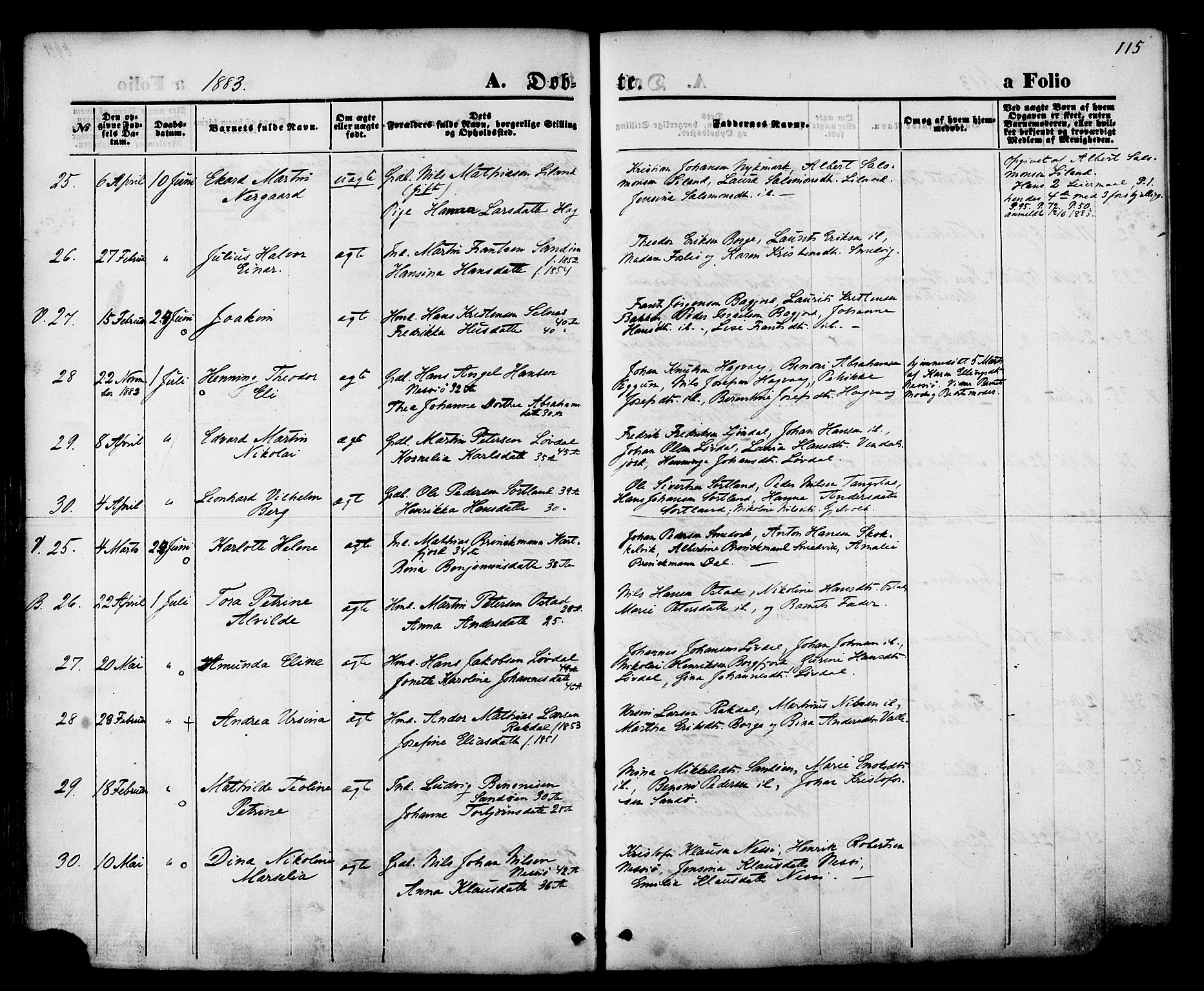 Ministerialprotokoller, klokkerbøker og fødselsregistre - Nordland, AV/SAT-A-1459/880/L1132: Parish register (official) no. 880A06, 1869-1887, p. 115