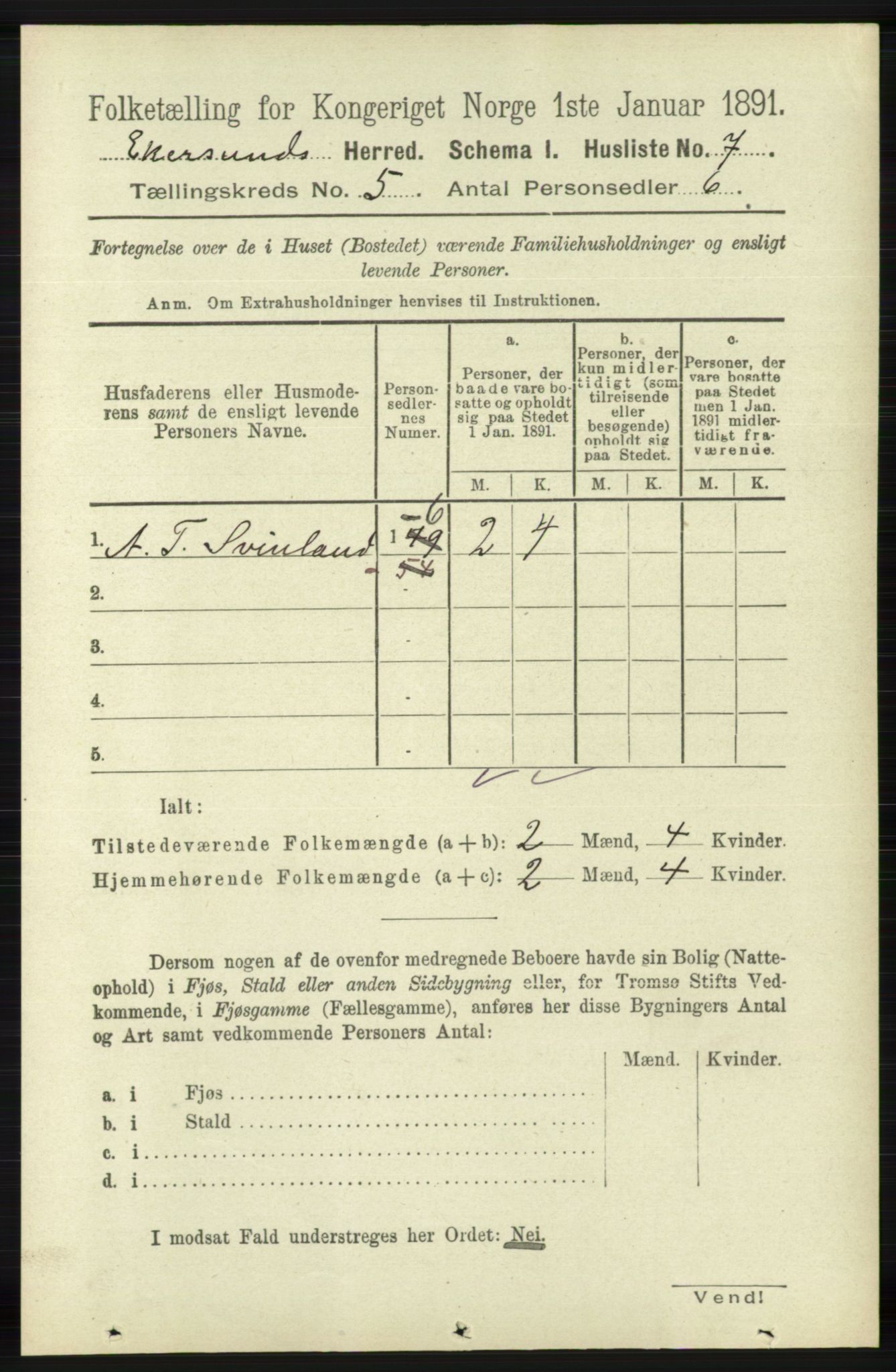 RA, 1891 census for 1116 Eigersund herred, 1891, p. 2023