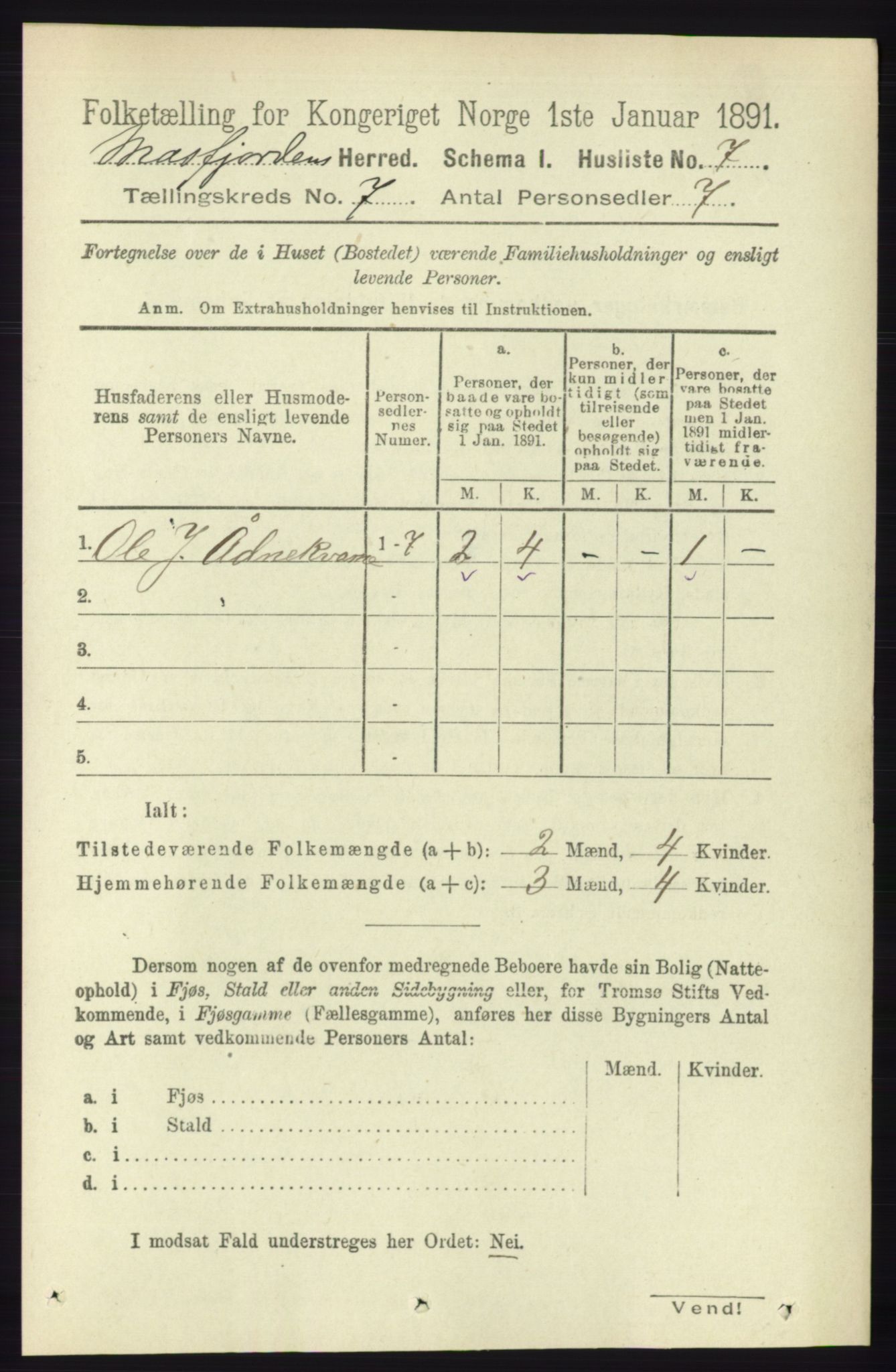 RA, 1891 census for 1266 Masfjorden, 1891, p. 1142