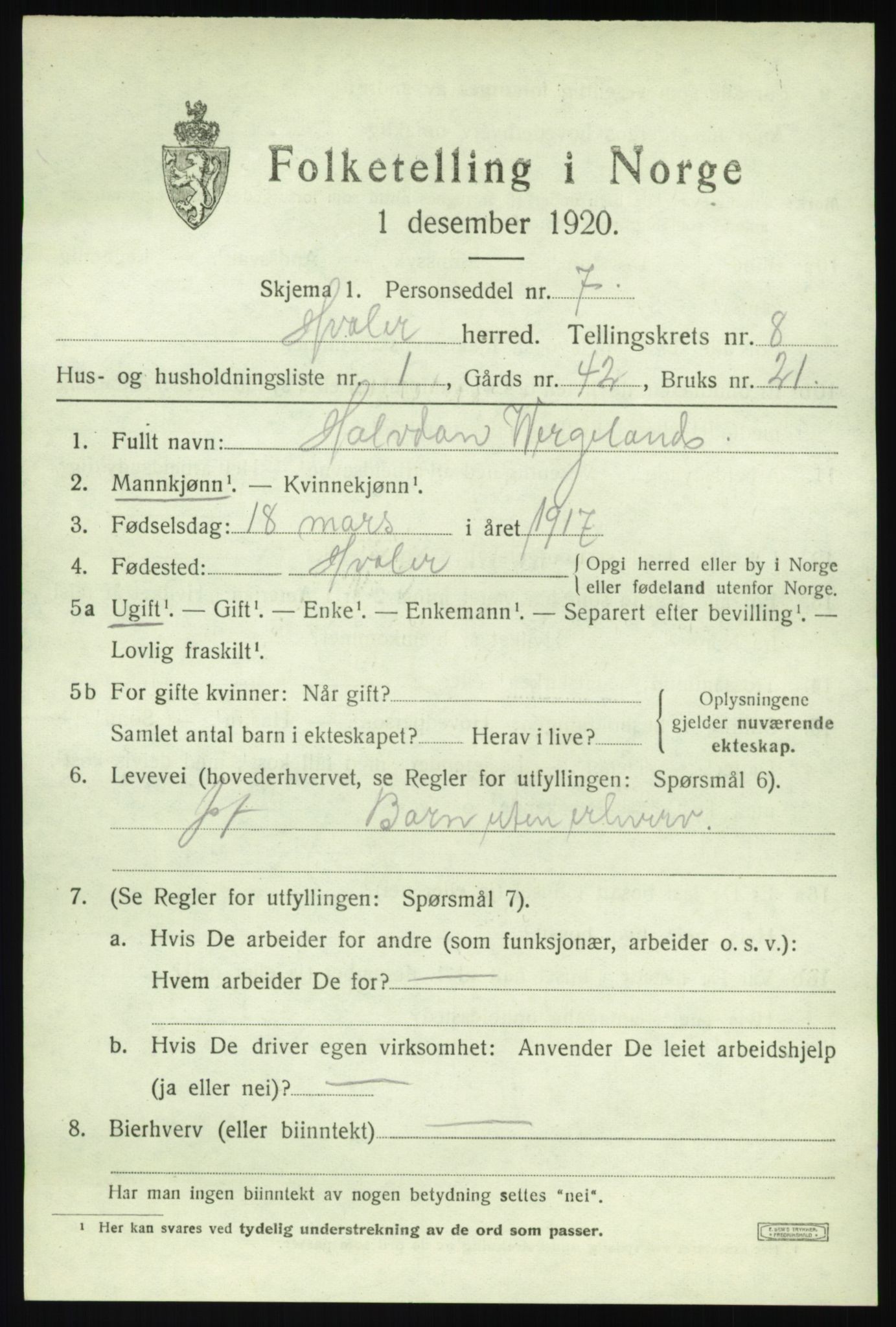 SAO, 1920 census for Hvaler, 1920, p. 7352