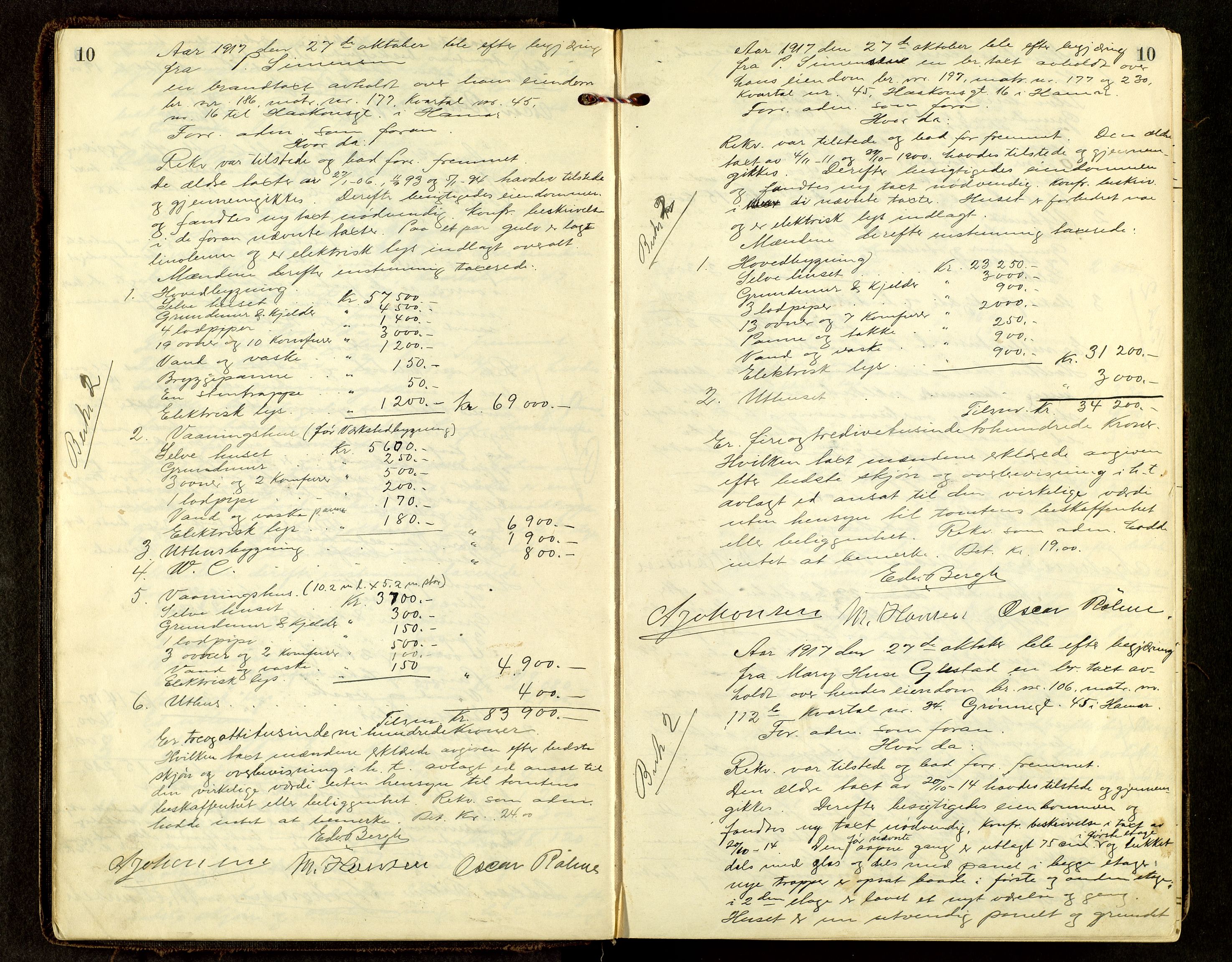 Norges Brannkasse, Hamar, AV/SAH-NBRANH-006/F/Fa/L0008: Branntakstprotokoll, 1917-1927, p. 10
