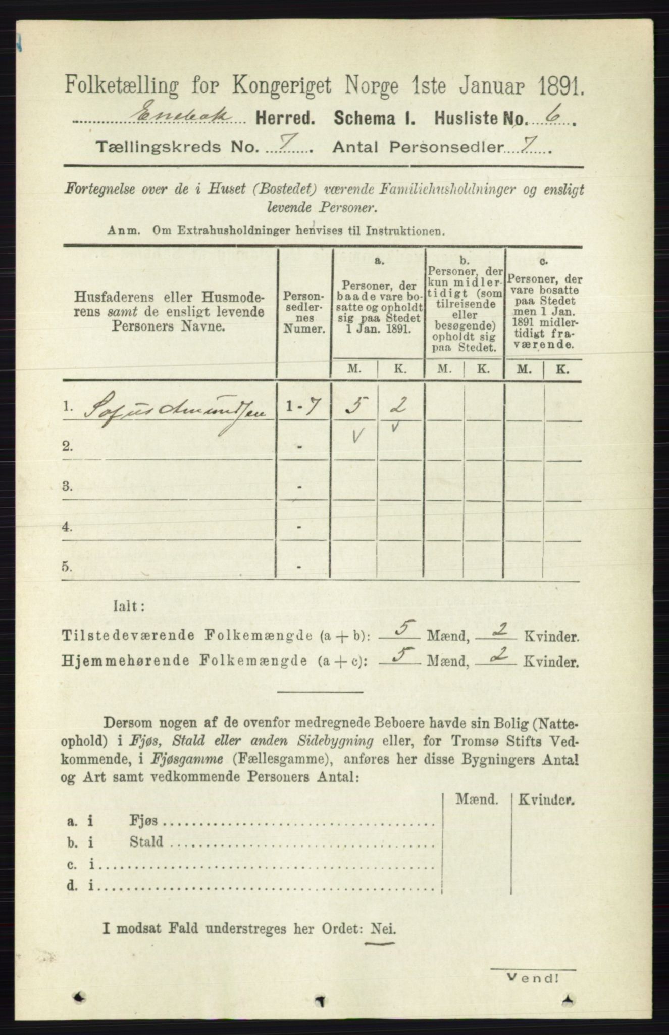 RA, 1891 census for 0229 Enebakk, 1891, p. 3492