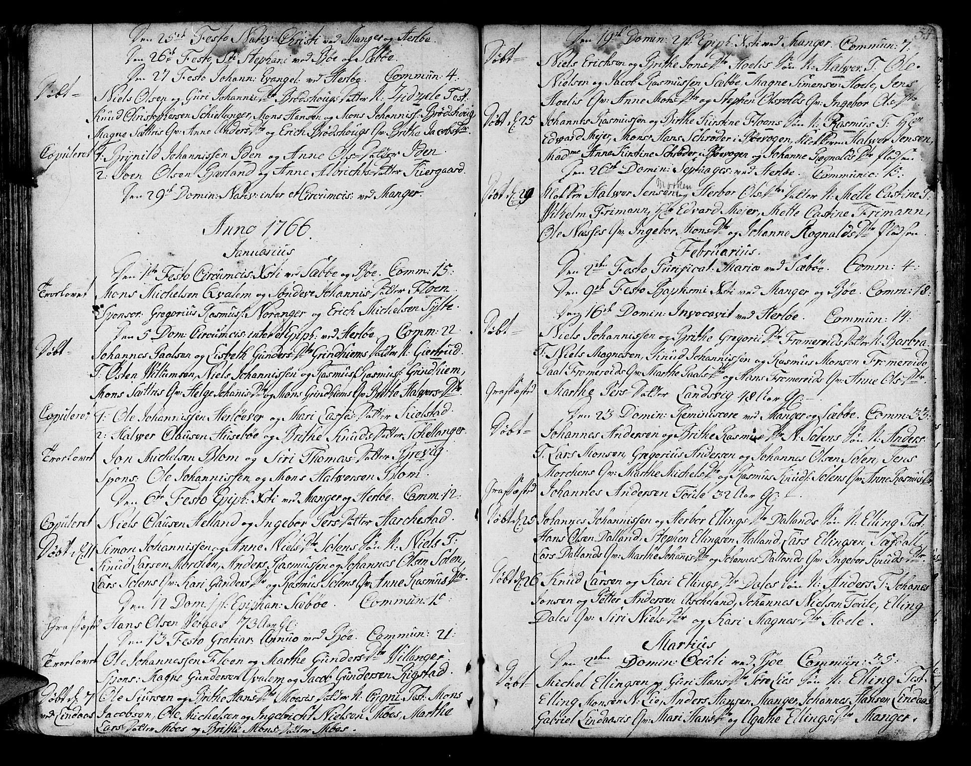 Manger sokneprestembete, SAB/A-76801/H/Haa: Parish register (official) no. A 1, 1759-1791, p. 54