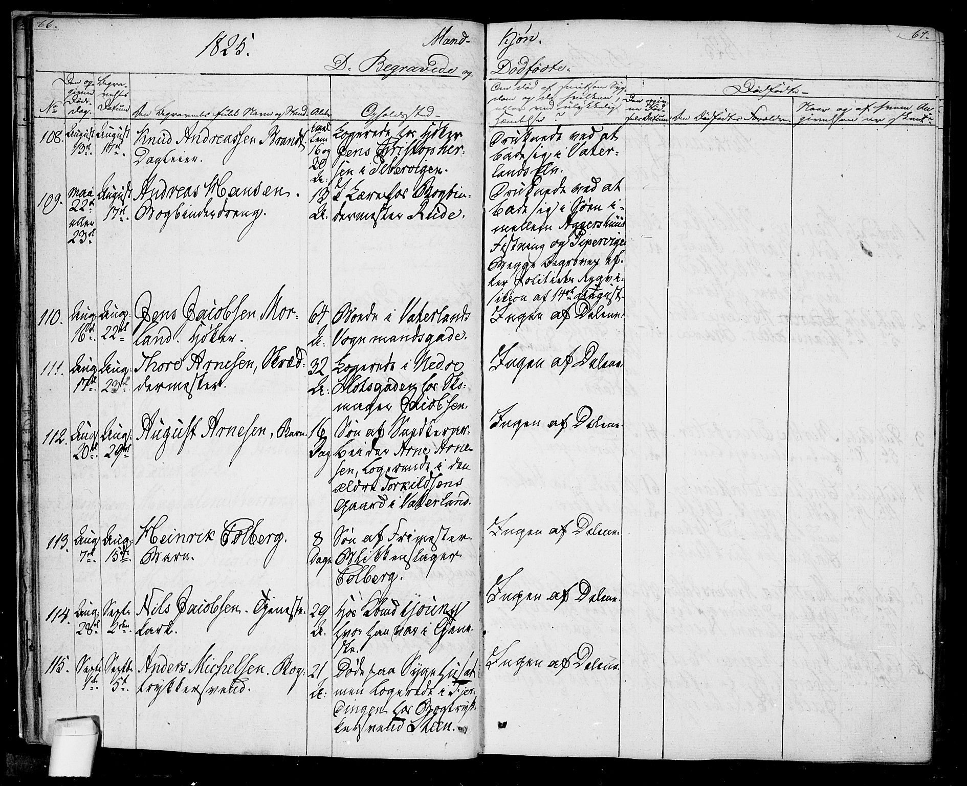 Oslo domkirke Kirkebøker, SAO/A-10752/F/Fa/L0022: Parish register (official) no. 22, 1824-1829, p. 66-67