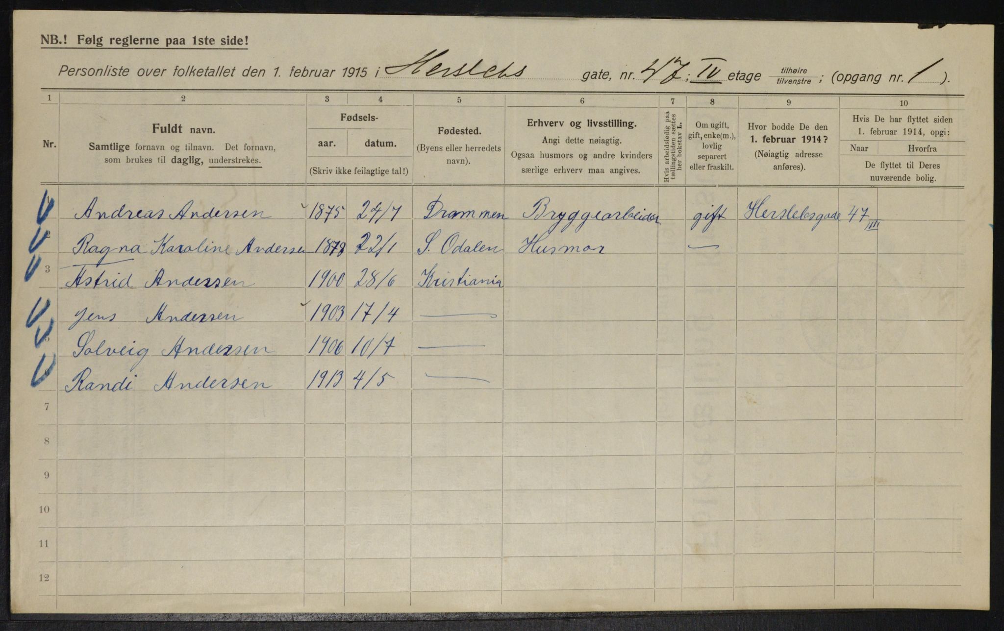 OBA, Municipal Census 1915 for Kristiania, 1915, p. 39440