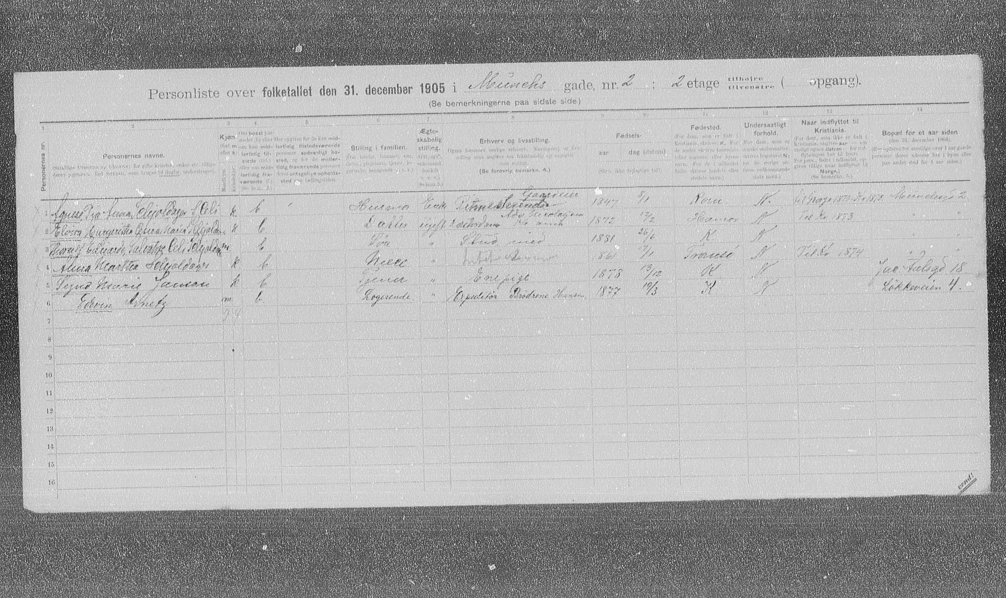 OBA, Municipal Census 1905 for Kristiania, 1905, p. 34984