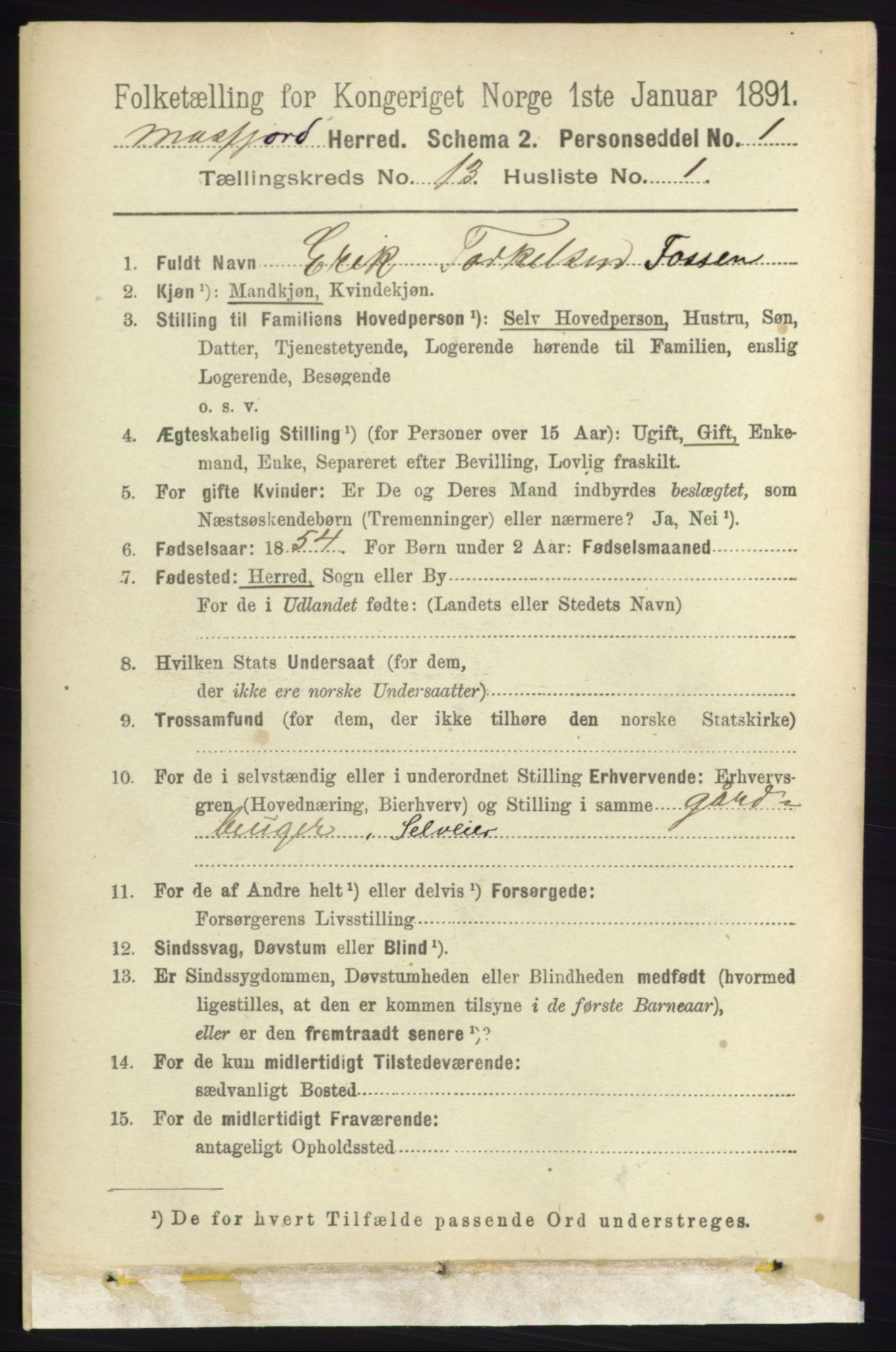 RA, 1891 census for 1266 Masfjorden, 1891, p. 2627