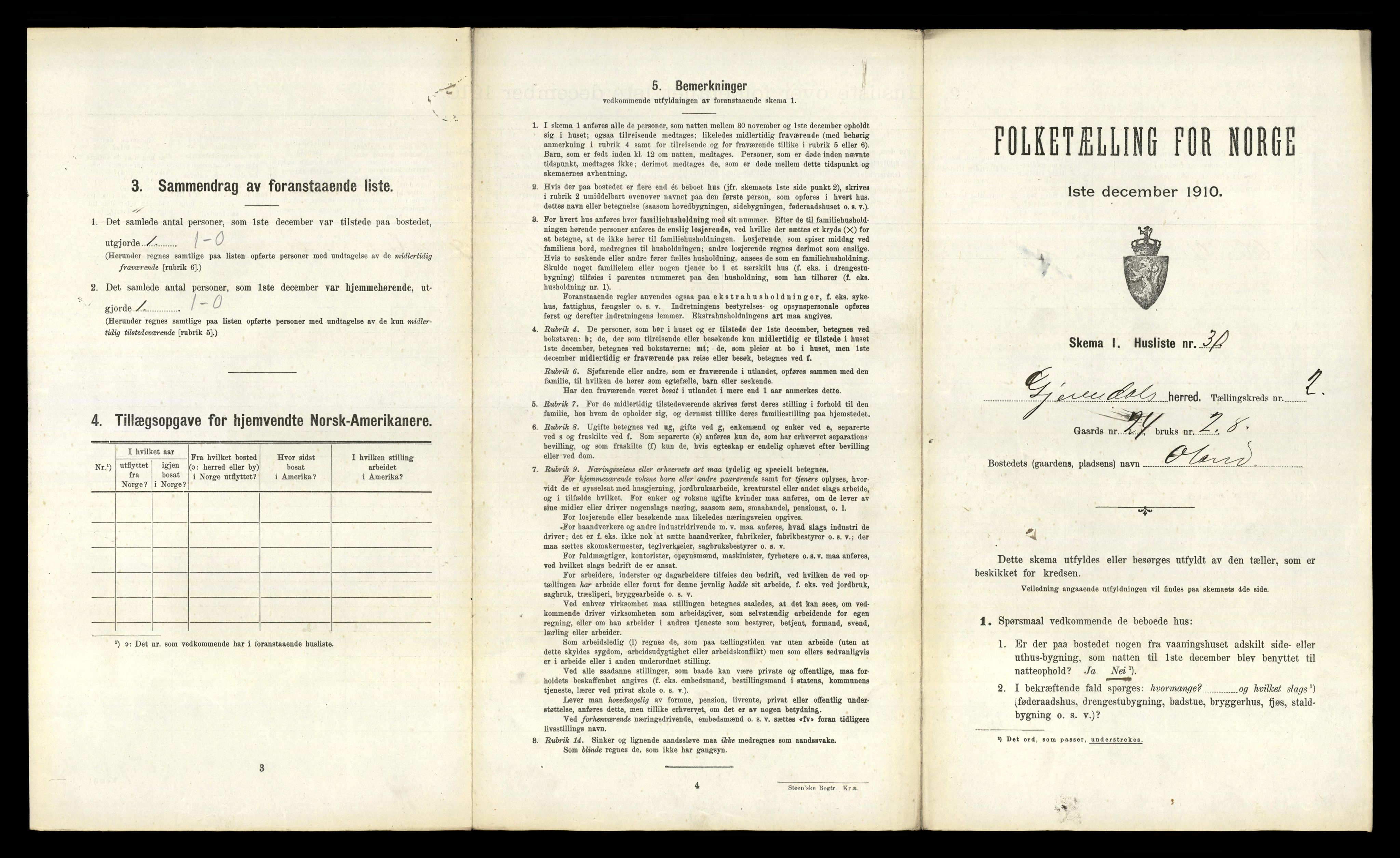 RA, 1910 census for Gjøvdal, 1910, p. 172