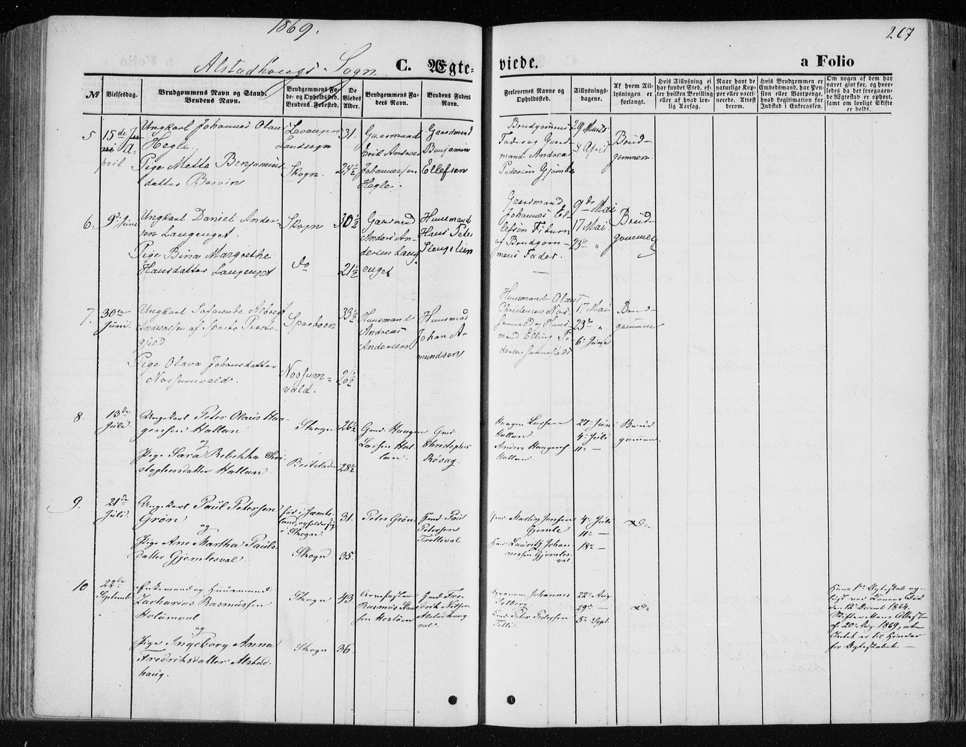 Ministerialprotokoller, klokkerbøker og fødselsregistre - Nord-Trøndelag, SAT/A-1458/717/L0157: Parish register (official) no. 717A08 /1, 1863-1877, p. 267