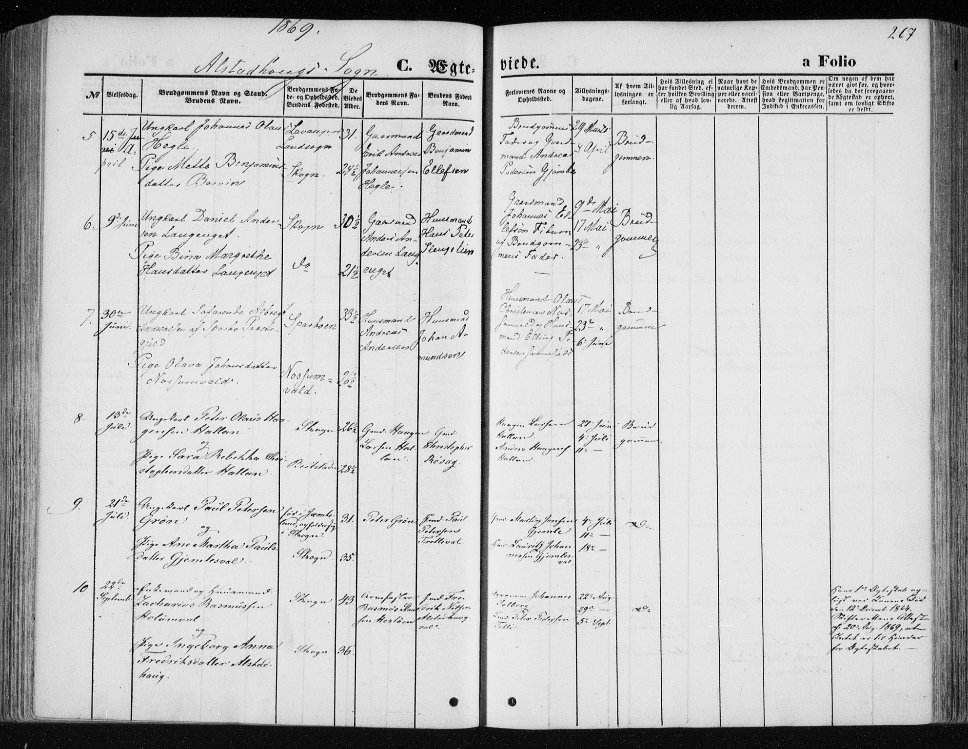 Ministerialprotokoller, klokkerbøker og fødselsregistre - Nord-Trøndelag, AV/SAT-A-1458/717/L0157: Parish register (official) no. 717A08 /1, 1863-1877, p. 267