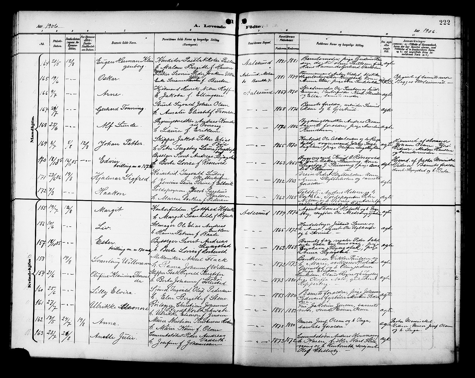 Ministerialprotokoller, klokkerbøker og fødselsregistre - Møre og Romsdal, SAT/A-1454/529/L0468: Parish register (copy) no. 529C05, 1897-1908, p. 222