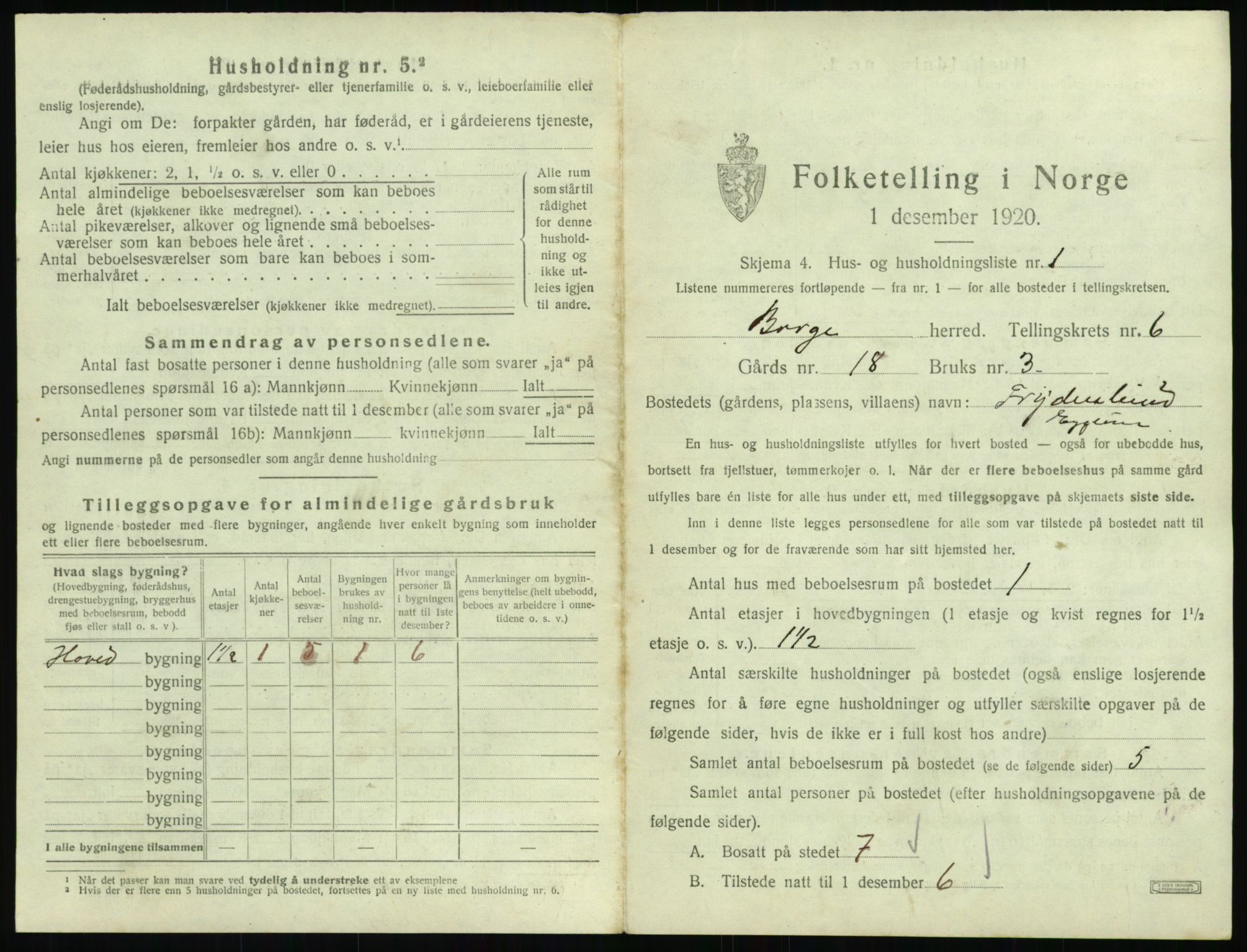 SAT, 1920 census for Borge, 1920, p. 671