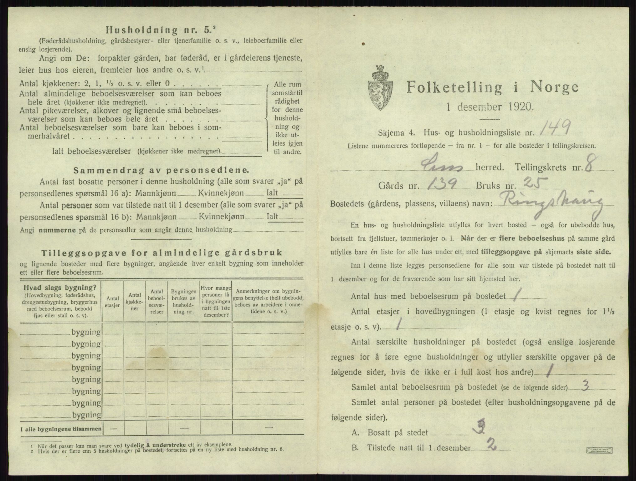 SAKO, 1920 census for Sem, 1920, p. 1947