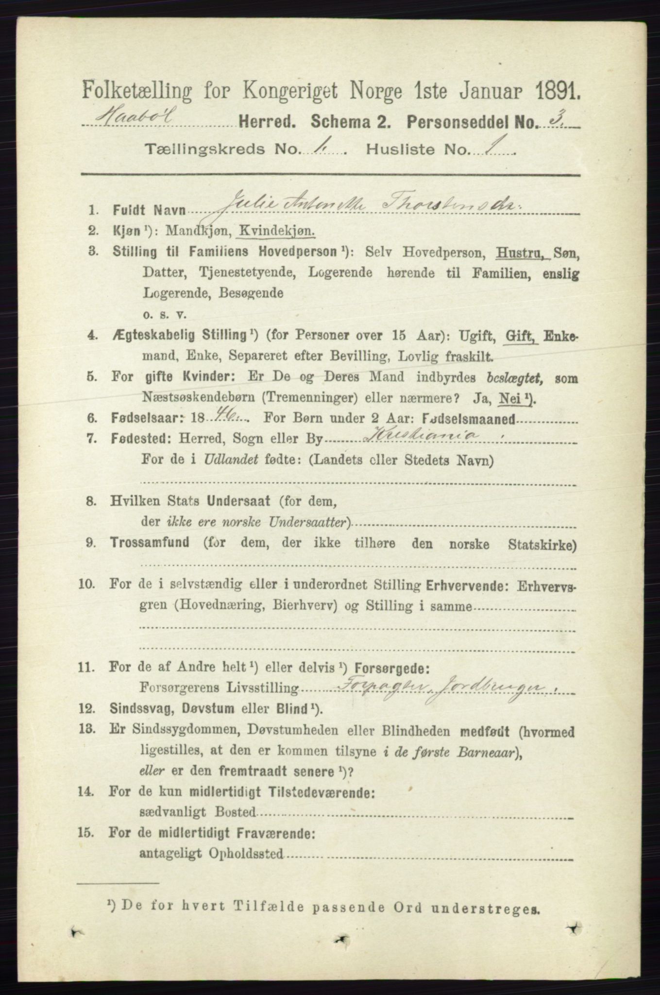 RA, 1891 census for 0138 Hobøl, 1891, p. 144