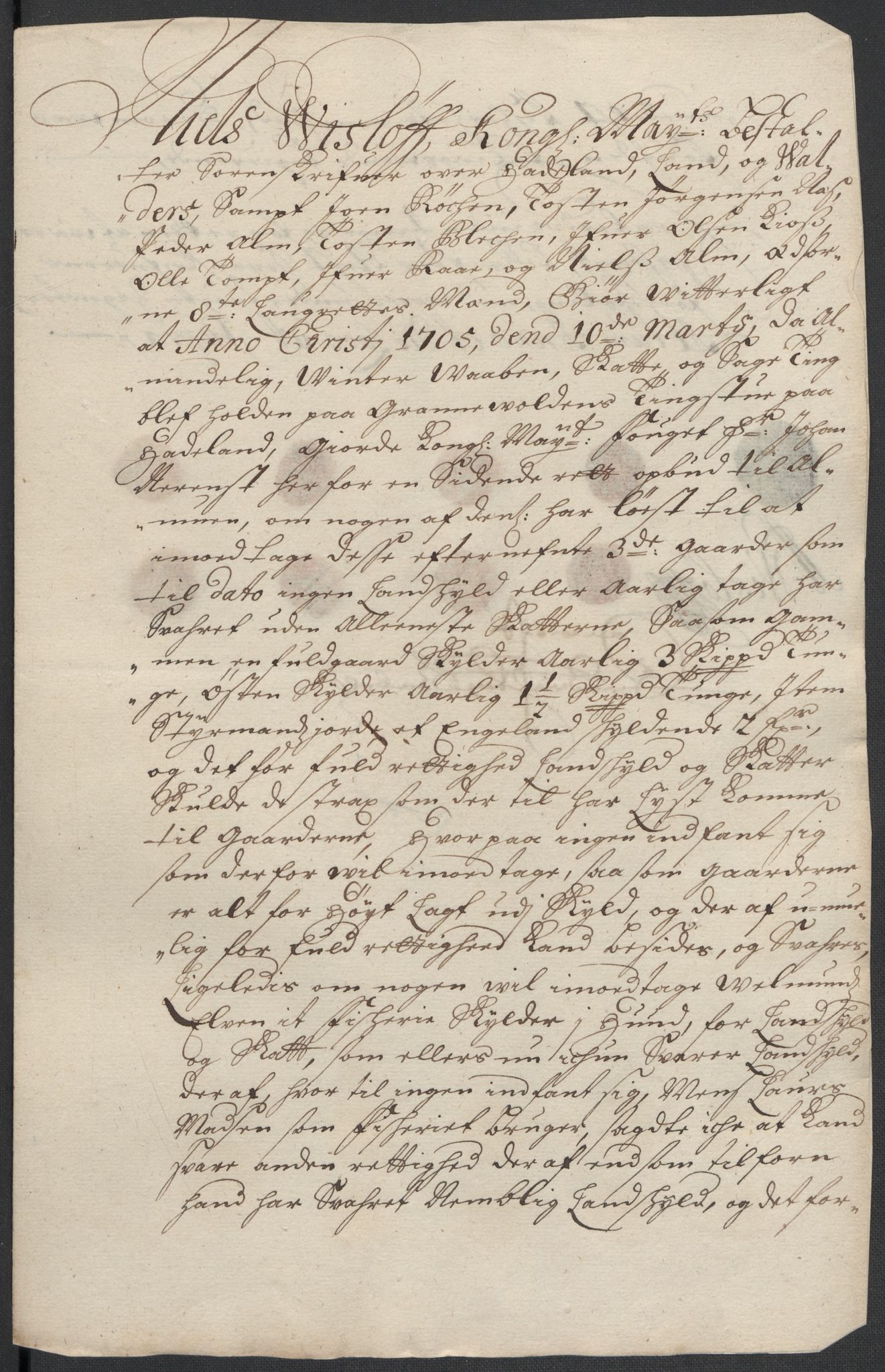 Rentekammeret inntil 1814, Reviderte regnskaper, Fogderegnskap, AV/RA-EA-4092/R18/L1302: Fogderegnskap Hadeland, Toten og Valdres, 1704, p. 495