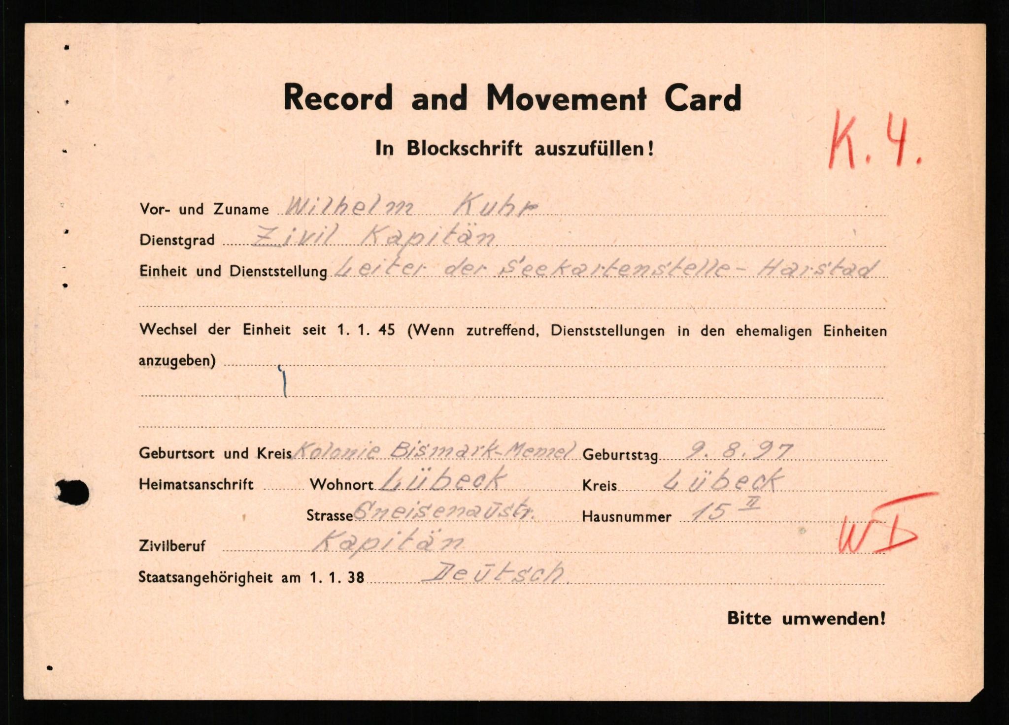 Forsvaret, Forsvarets overkommando II, AV/RA-RAFA-3915/D/Db/L0018: CI Questionaires. Tyske okkupasjonsstyrker i Norge. Tyskere., 1945-1946, p. 466