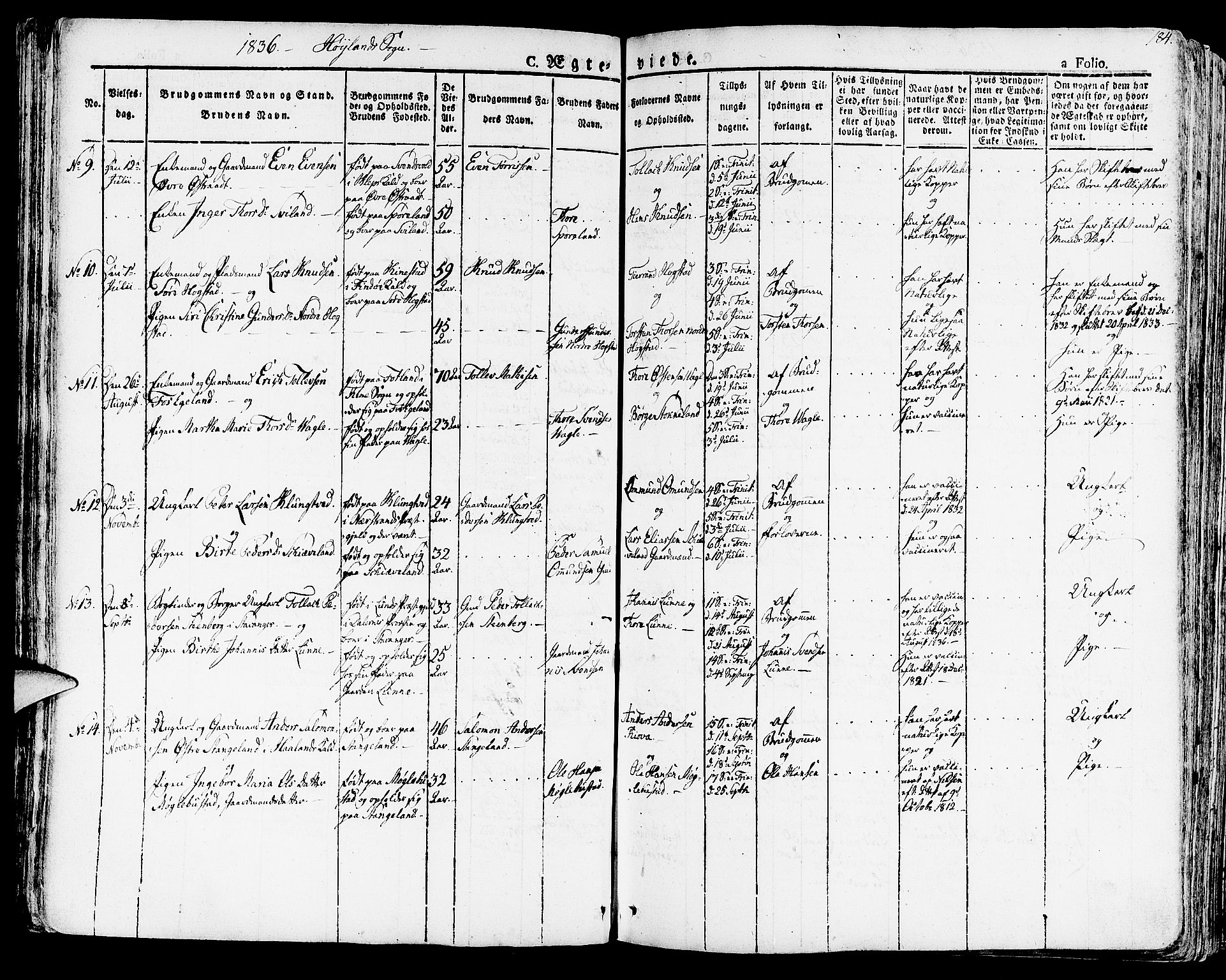 Høyland sokneprestkontor, SAST/A-101799/001/30BA/L0007: Parish register (official) no. A 7 /1, 1825-1841, p. 184