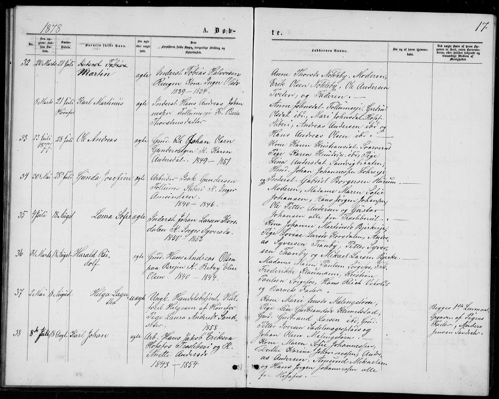 Norderhov kirkebøker, AV/SAKO-A-237/G/Ga/L0007: Parish register (copy) no. I 7, 1877-1887, p. 17