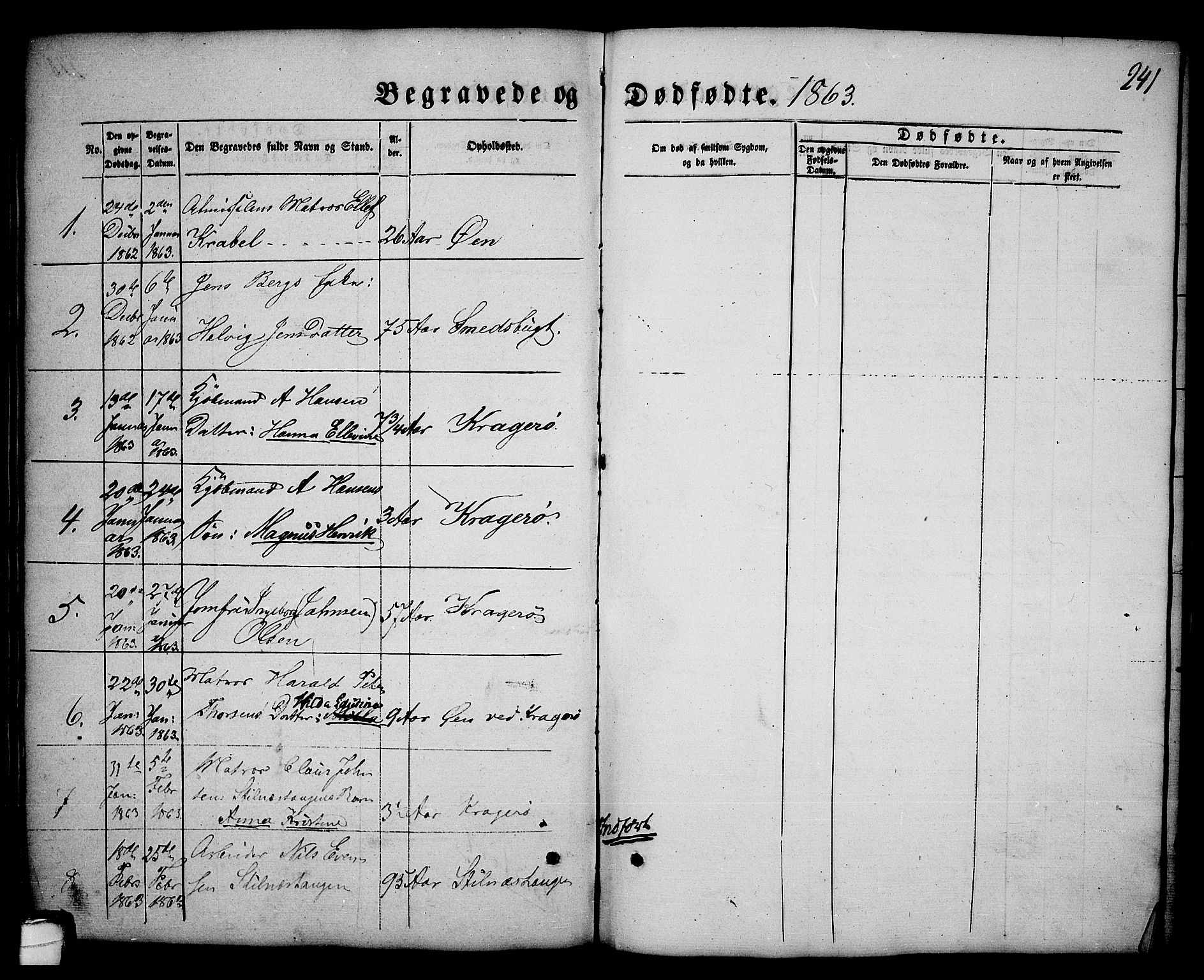 Kragerø kirkebøker, SAKO/A-278/G/Ga/L0004: Parish register (copy) no. 4, 1853-1865, p. 241