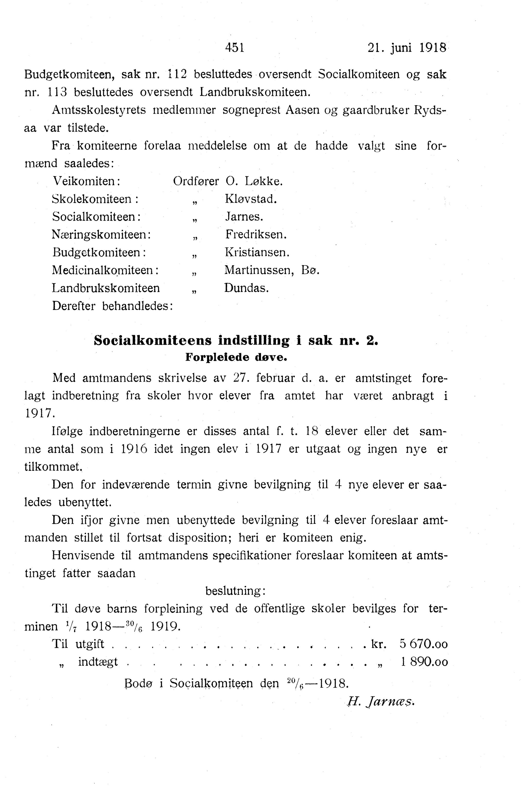 Nordland Fylkeskommune. Fylkestinget, AIN/NFK-17/176/A/Ac/L0041: Fylkestingsforhandlinger 1918, 1918