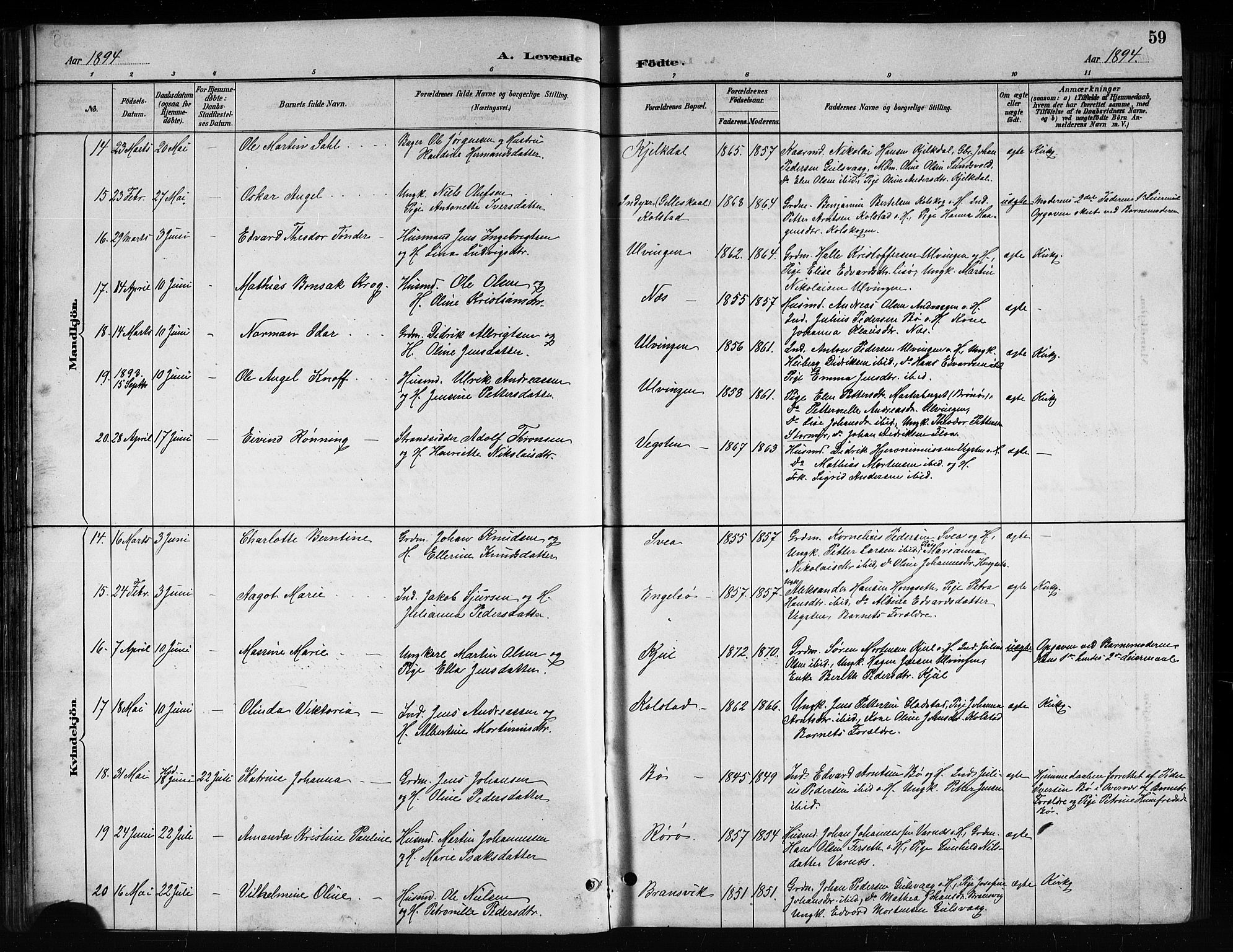 Ministerialprotokoller, klokkerbøker og fødselsregistre - Nordland, AV/SAT-A-1459/816/L0253: Parish register (copy) no. 816C03, 1886-1905, p. 59