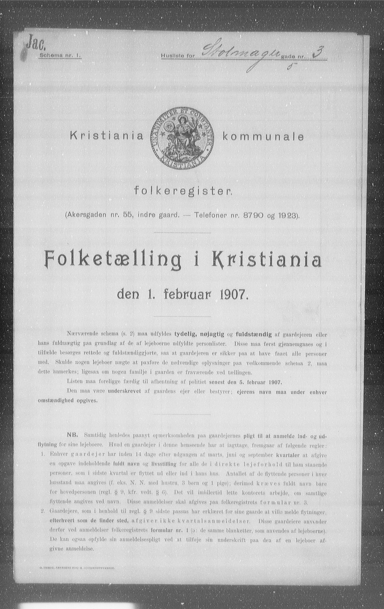 OBA, Municipal Census 1907 for Kristiania, 1907, p. 52201