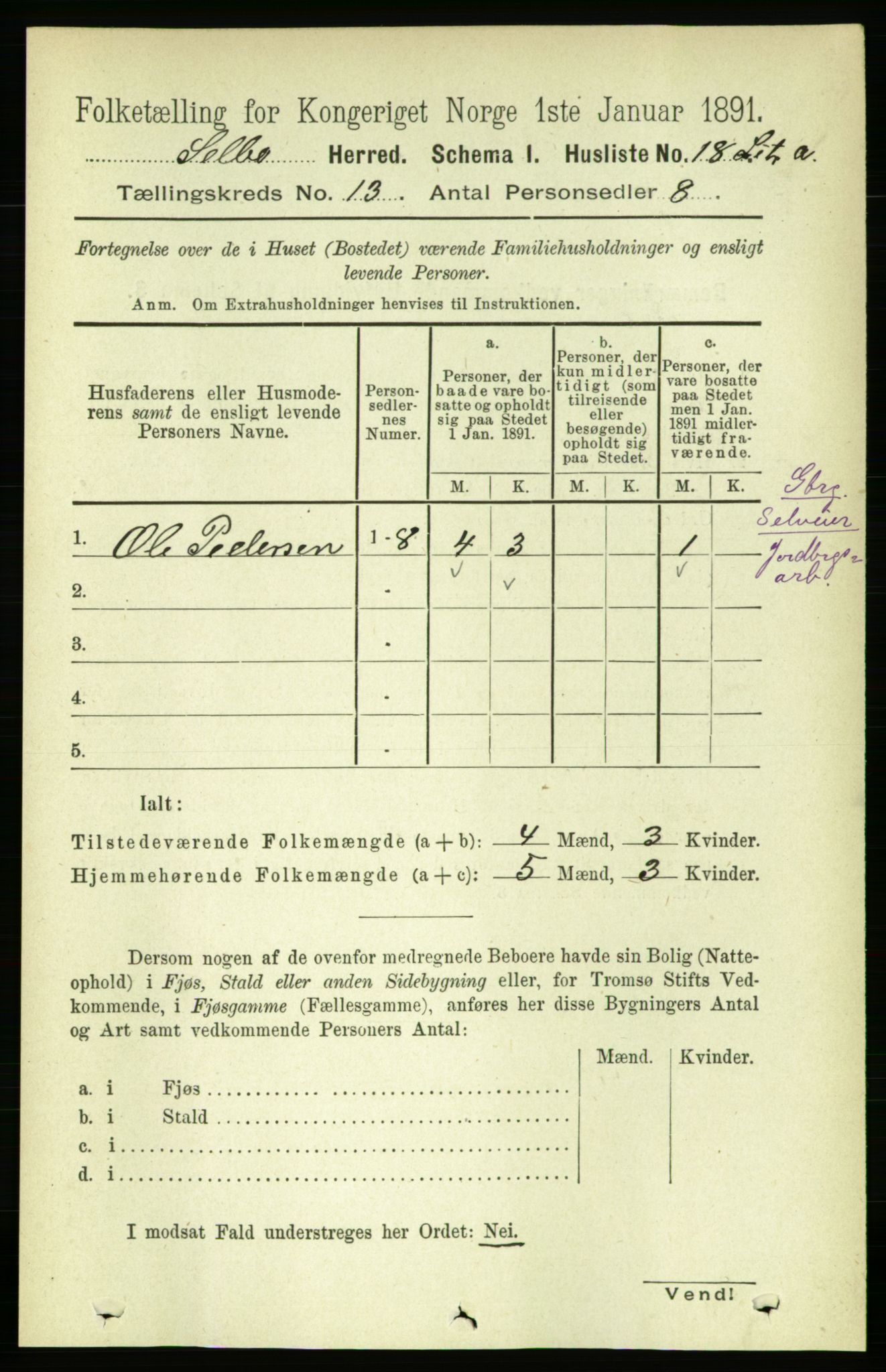 RA, 1891 census for 1664 Selbu, 1891, p. 4554