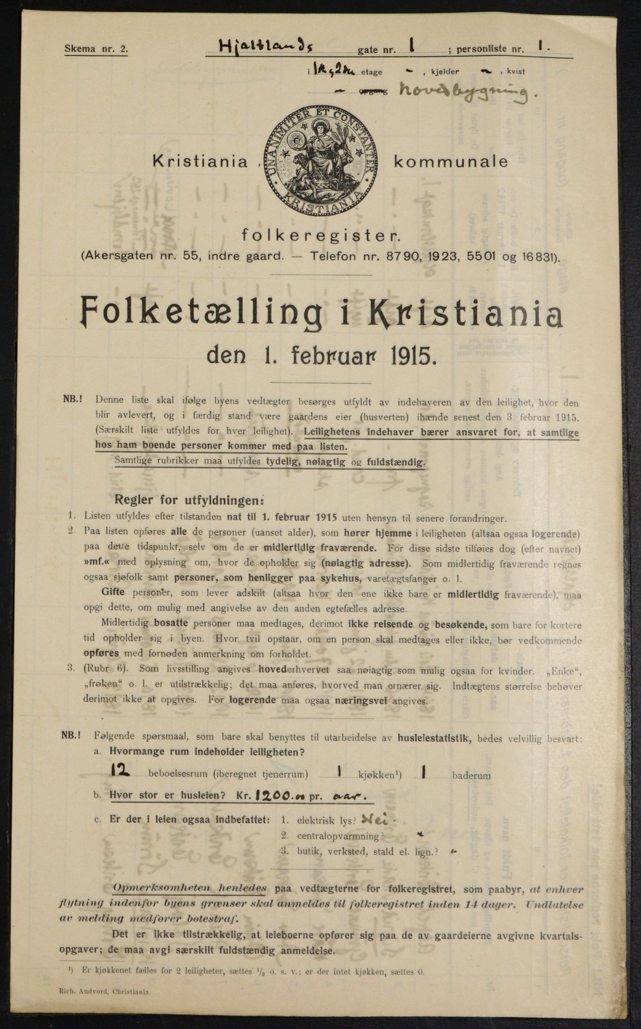 OBA, Municipal Census 1915 for Kristiania, 1915, p. 39745