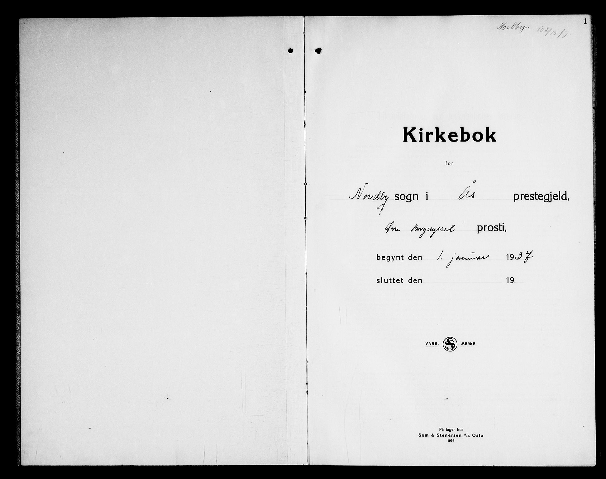 Ås prestekontor Kirkebøker, SAO/A-10894/G/Gb/L0003: Parish register (copy) no. II 3, 1937-1947, p. 1