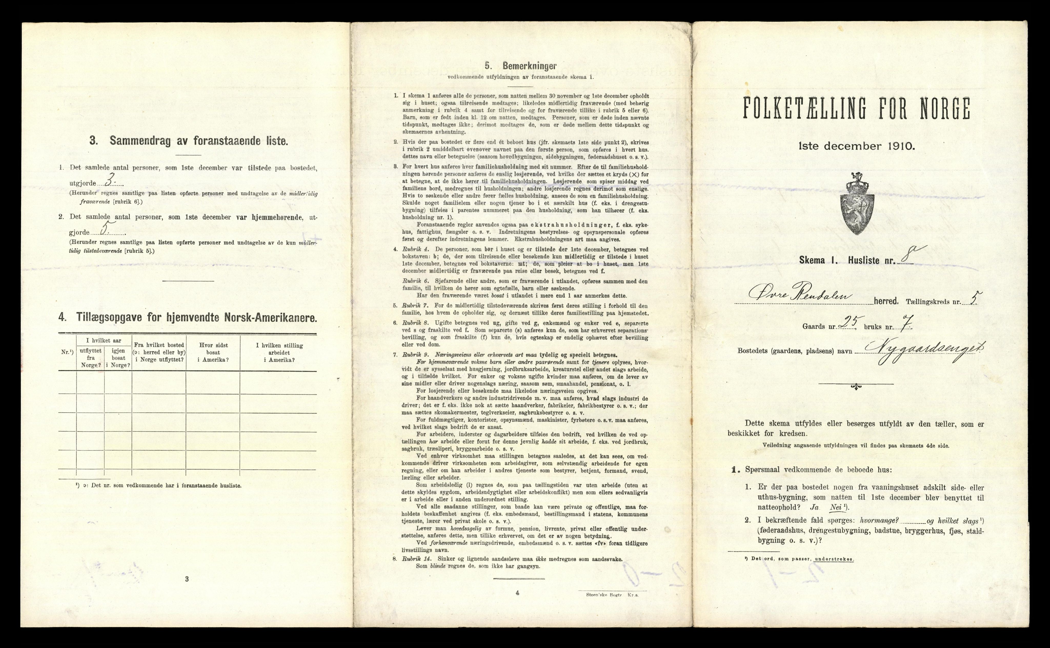 RA, 1910 census for Øvre Rendal, 1910, p. 386