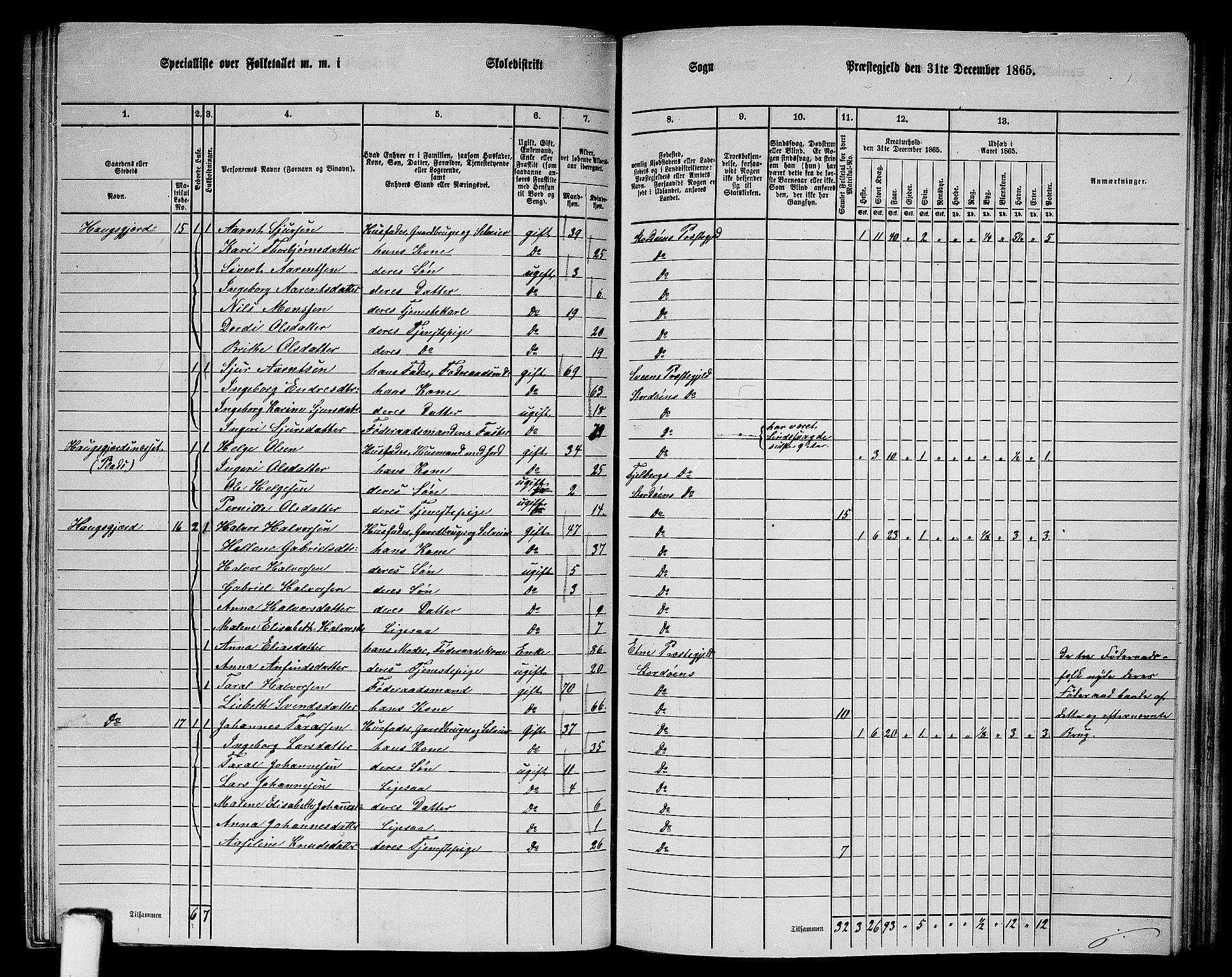 RA, 1865 census for Stord, 1865, p. 100