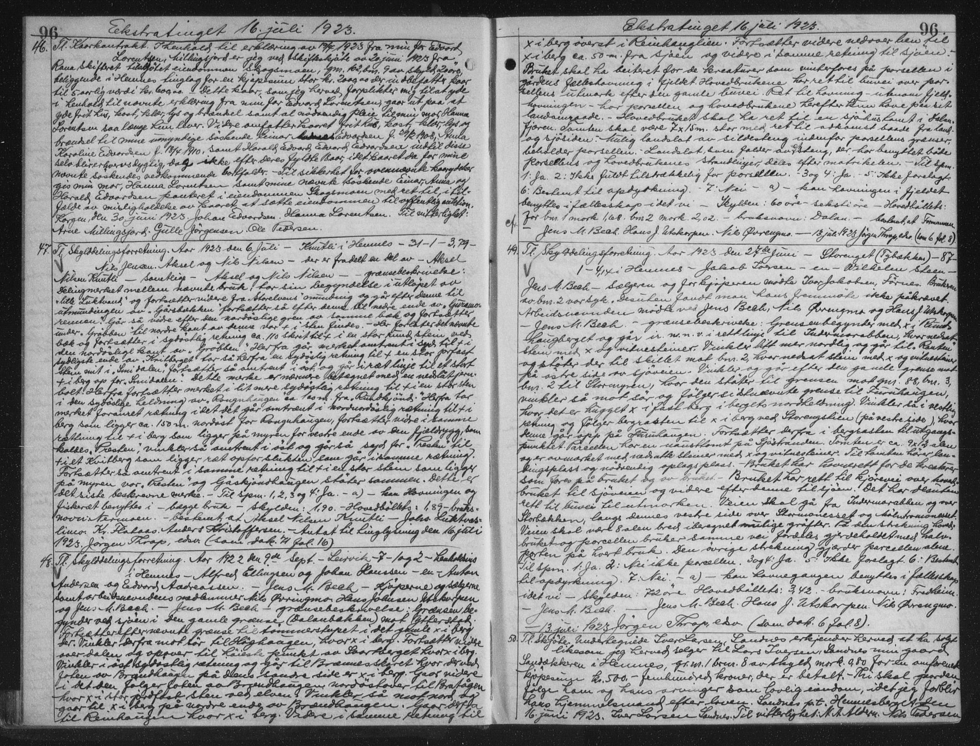 Rana sorenskriveri , AV/SAT-A-1108/1/2/2C/L0018: Mortgage book no. 18, 1923-1928, p. 96, Deed date: 16.07.1923