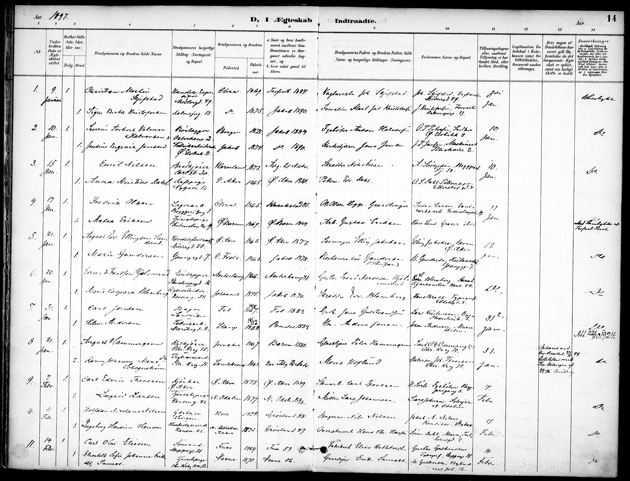 Jakob prestekontor Kirkebøker, SAO/A-10850/F/Fa/L0006: Parish register (official) no. 6, 1895-1908, p. 14