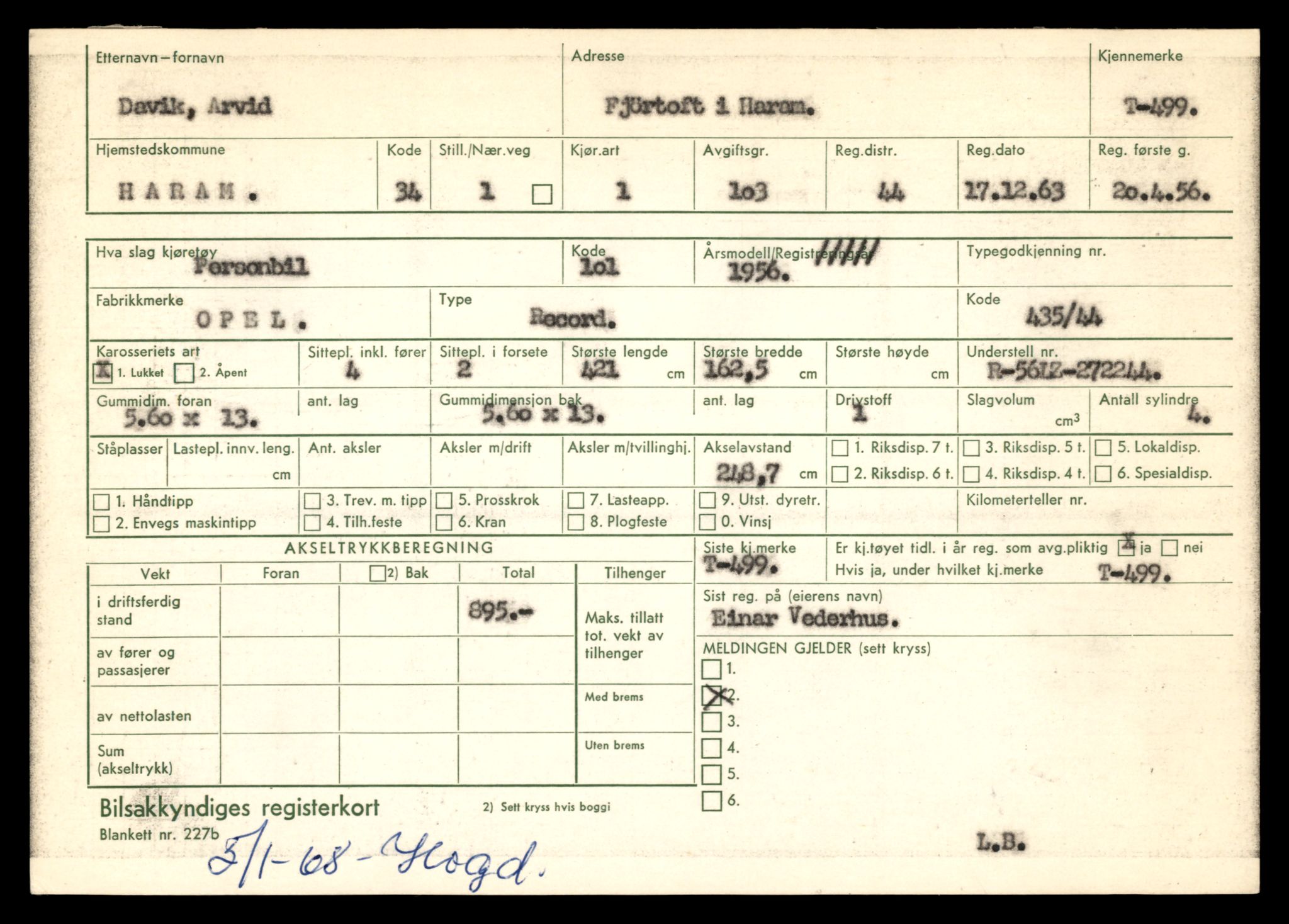 Møre og Romsdal vegkontor - Ålesund trafikkstasjon, SAT/A-4099/F/Fe/L0005: Registreringskort for kjøretøy T 443 - T 546, 1927-1998, p. 1438