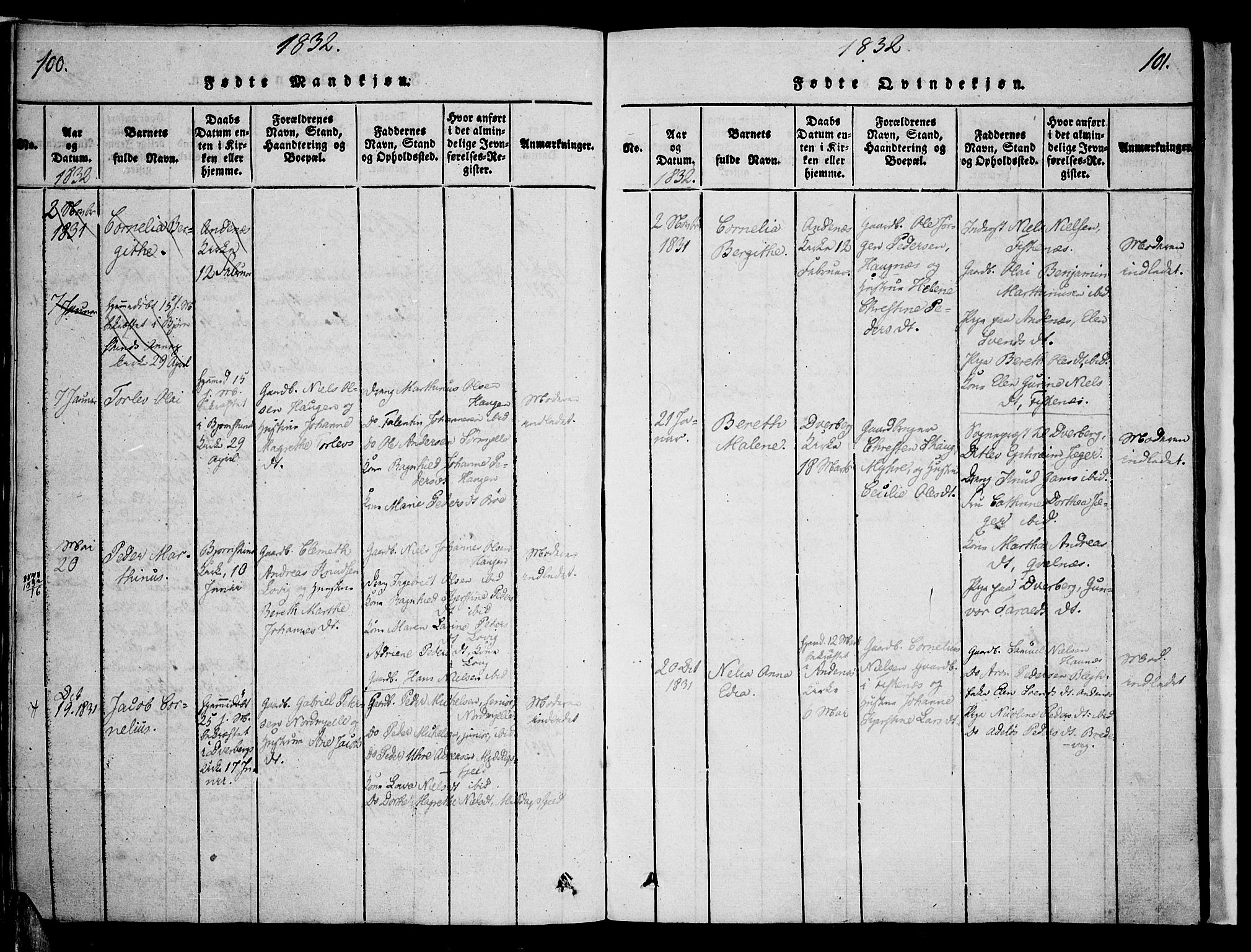 Ministerialprotokoller, klokkerbøker og fødselsregistre - Nordland, AV/SAT-A-1459/897/L1395: Parish register (official) no. 897A03, 1820-1841, p. 100-101