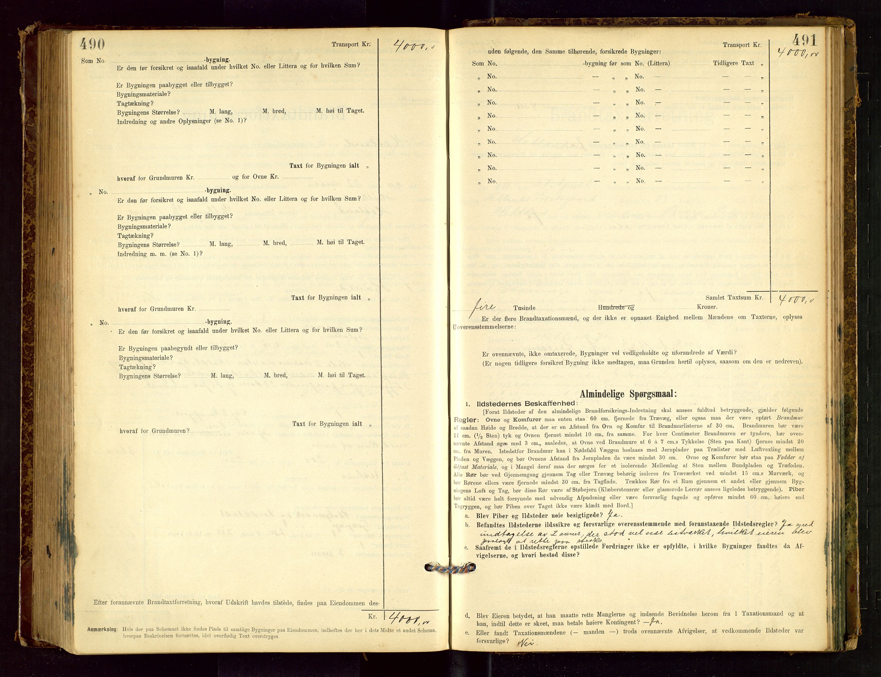 Hetland lensmannskontor, SAST/A-100101/Gob/L0001: "Brandtaxationsprotokol", 1895-1918, p. 490-491