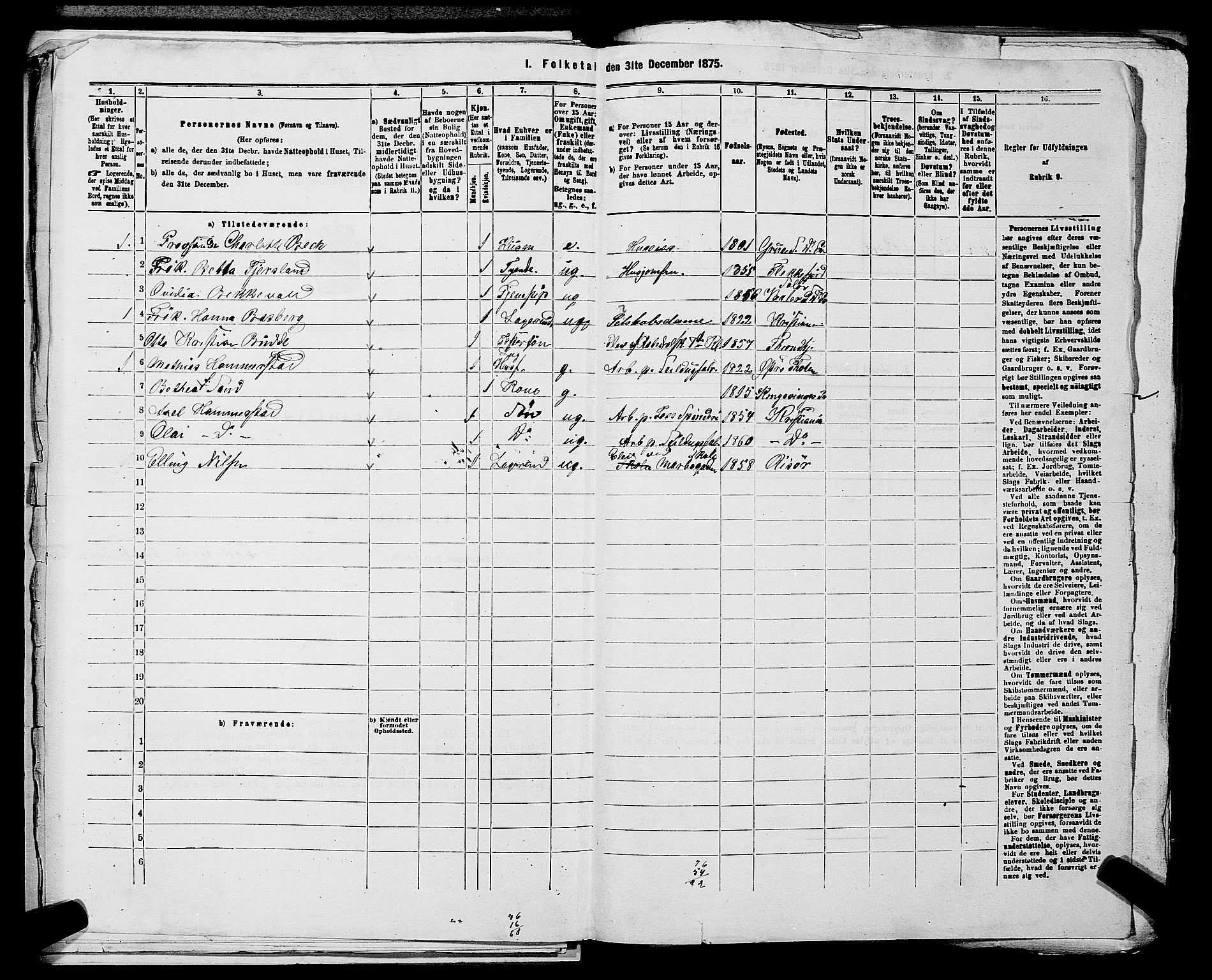 RA, 1875 census for 0218aP Vestre Aker, 1875, p. 1338