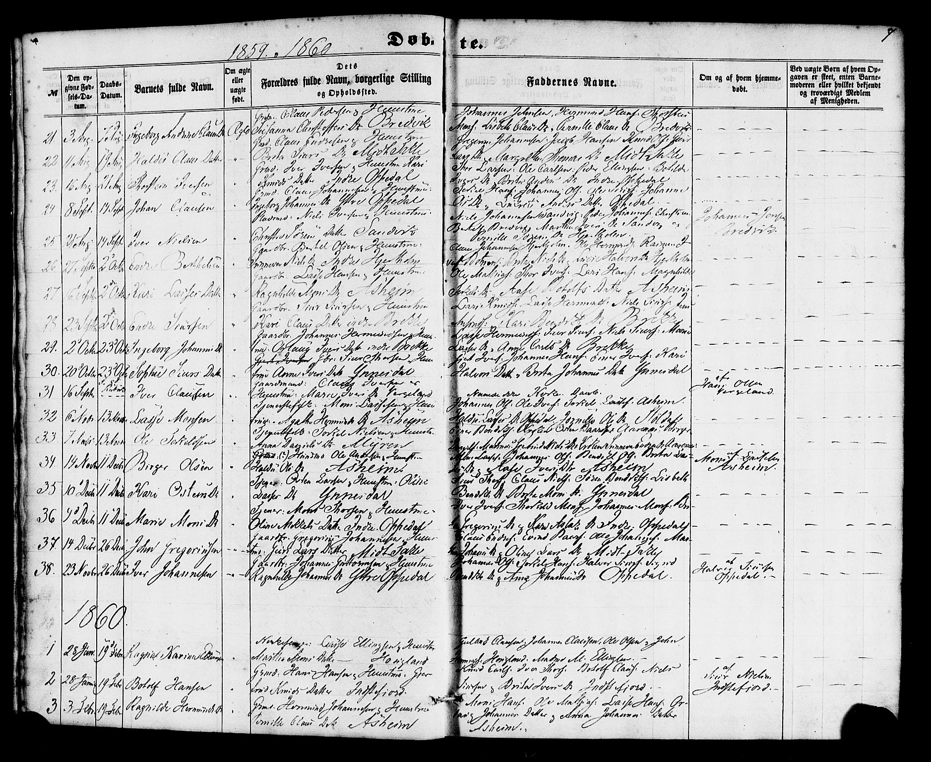 Gulen sokneprestembete, SAB/A-80201/H/Haa/Haac/L0001: Parish register (official) no. C 1, 1859-1881, p. 7