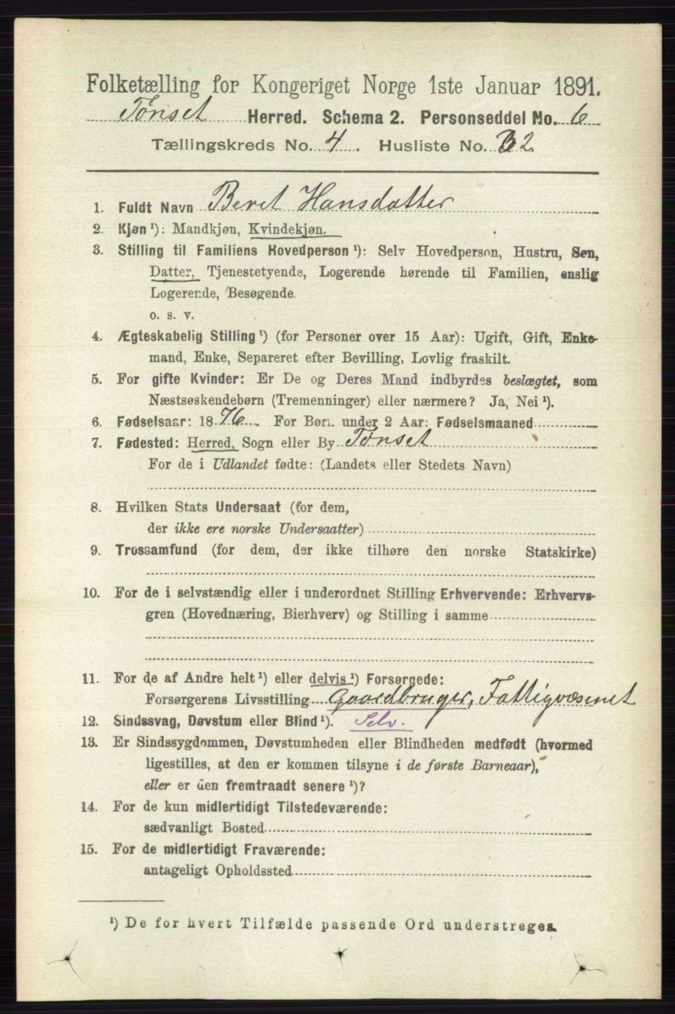 RA, 1891 census for 0437 Tynset, 1891, p. 947