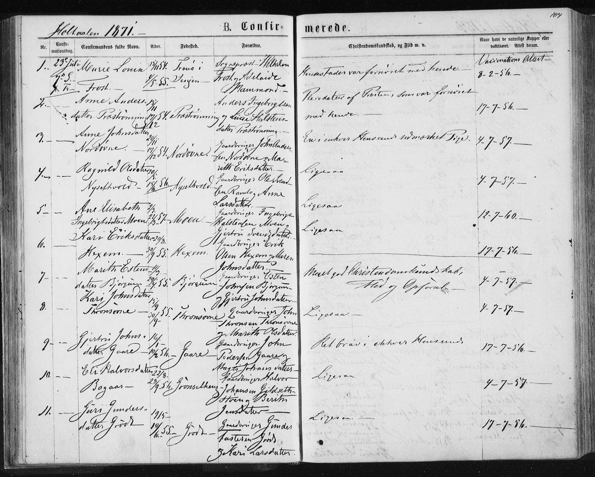 Ministerialprotokoller, klokkerbøker og fødselsregistre - Sør-Trøndelag, AV/SAT-A-1456/685/L0969: Parish register (official) no. 685A08 /1, 1870-1878, p. 104
