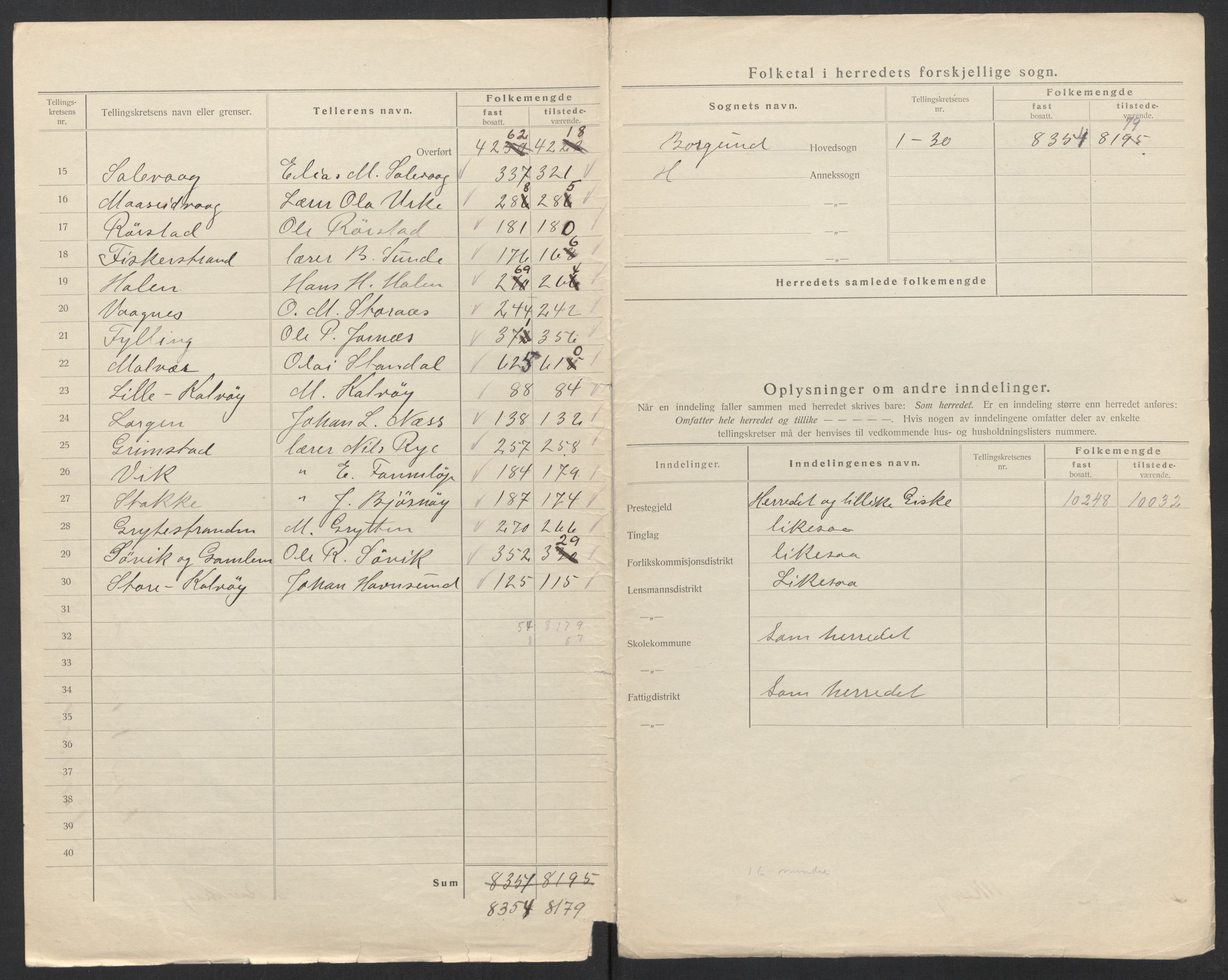 SAT, 1920 census for Borgund, 1920, p. 6