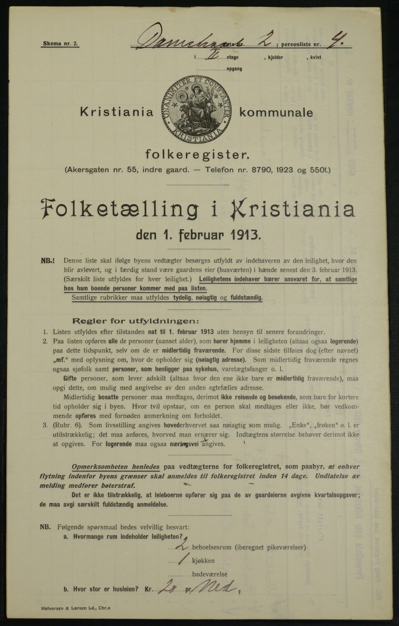 OBA, Municipal Census 1913 for Kristiania, 1913, p. 14436