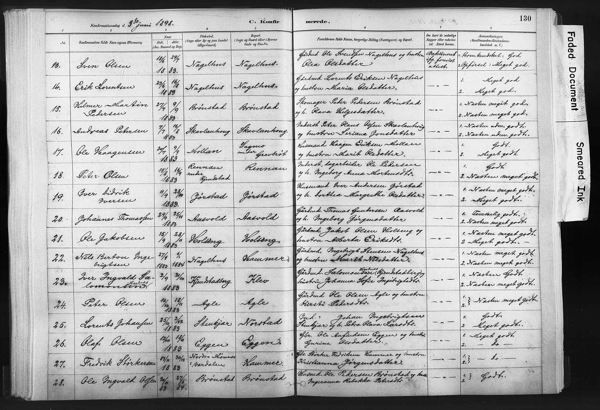 Ministerialprotokoller, klokkerbøker og fødselsregistre - Nord-Trøndelag, SAT/A-1458/749/L0474: Parish register (official) no. 749A08, 1887-1903, p. 130
