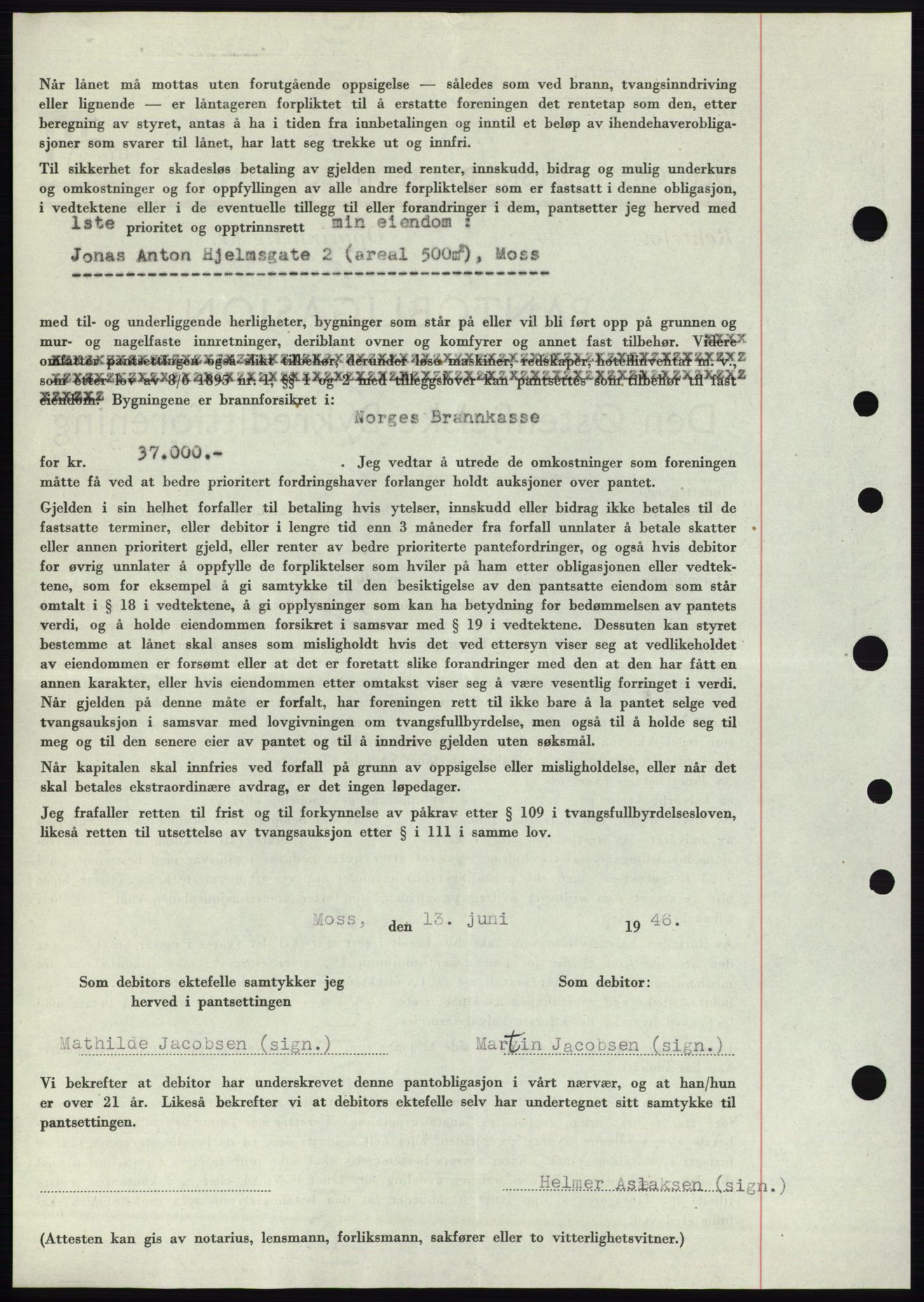 Moss sorenskriveri, AV/SAO-A-10168: Mortgage book no. B15, 1946-1946, Diary no: : 1303/1946