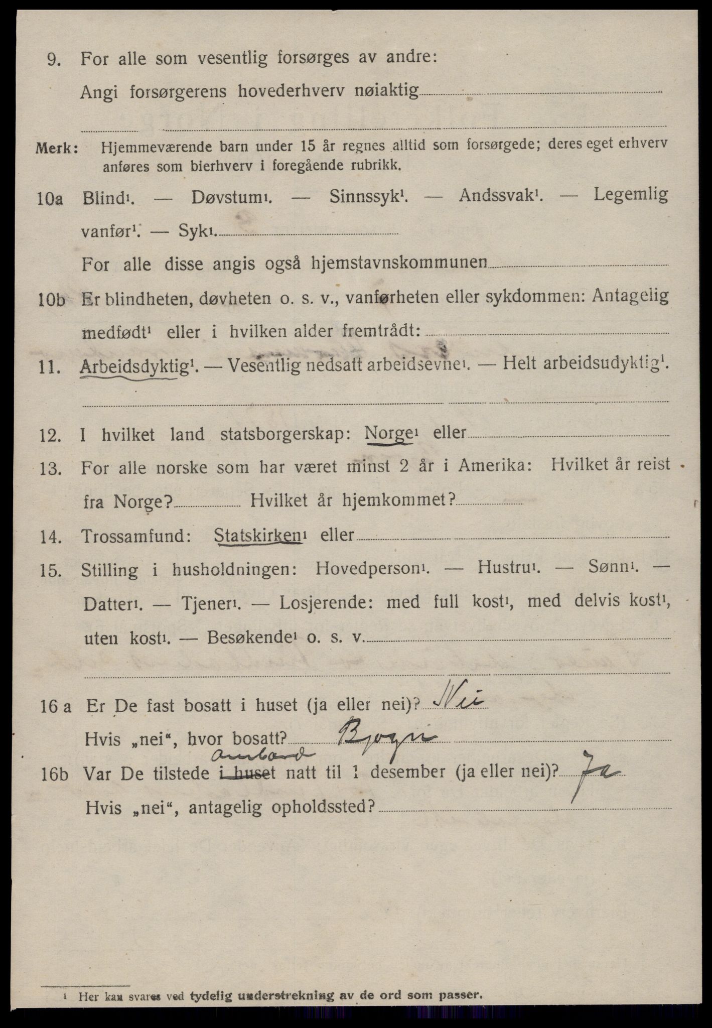 SAT, 1920 census for Sandøy, 1920, p. 2001