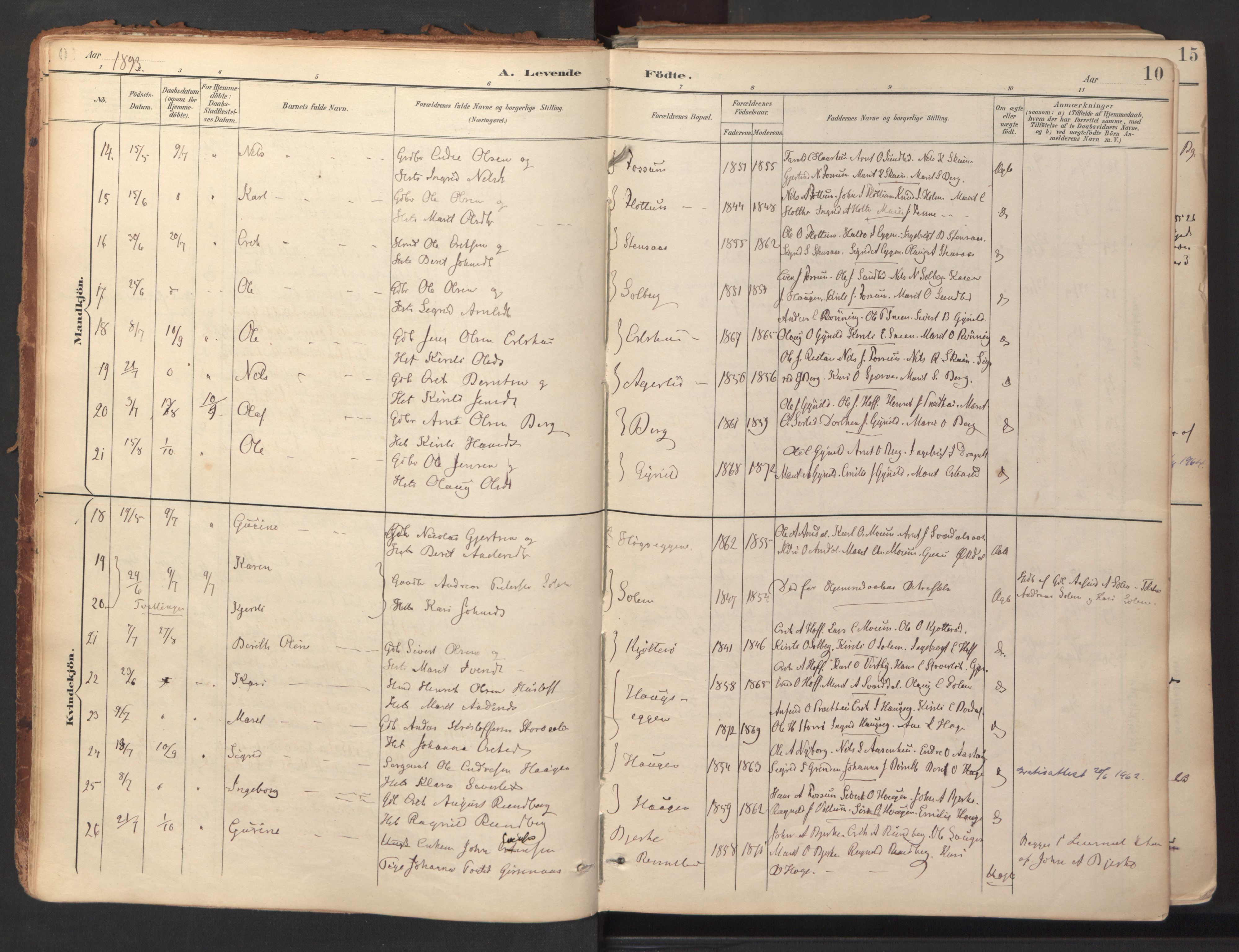 Ministerialprotokoller, klokkerbøker og fødselsregistre - Sør-Trøndelag, SAT/A-1456/689/L1041: Parish register (official) no. 689A06, 1891-1923, p. 10