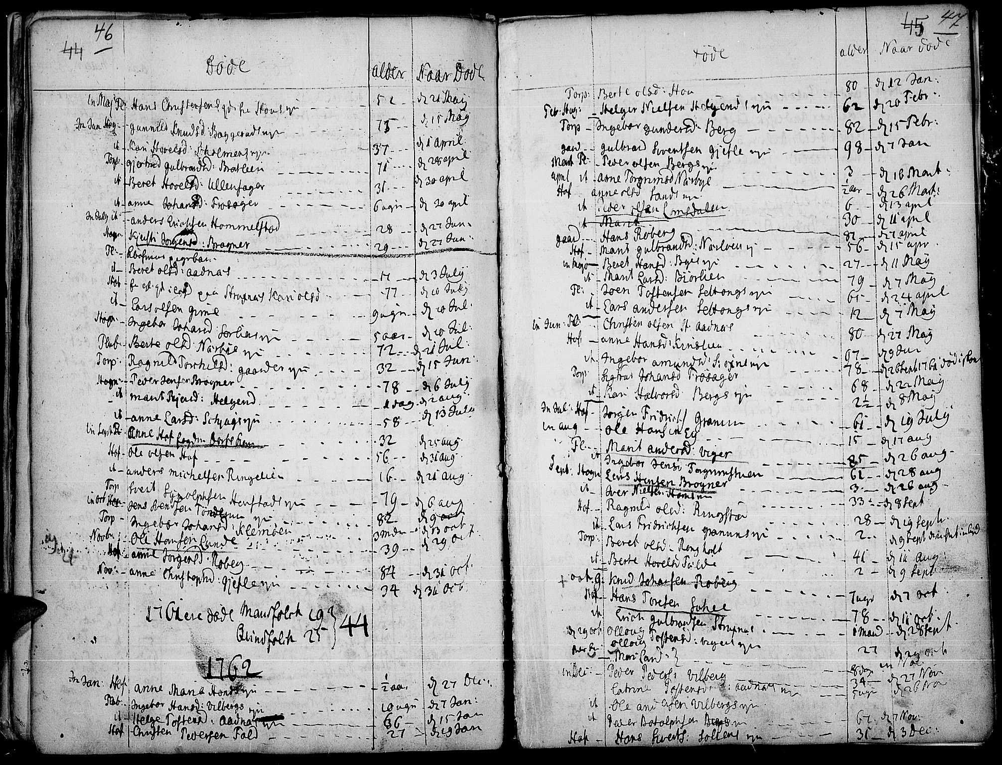Land prestekontor, AV/SAH-PREST-120/H/Ha/Haa/L0004: Parish register (official) no. 4, 1733-1764, p. 46-47