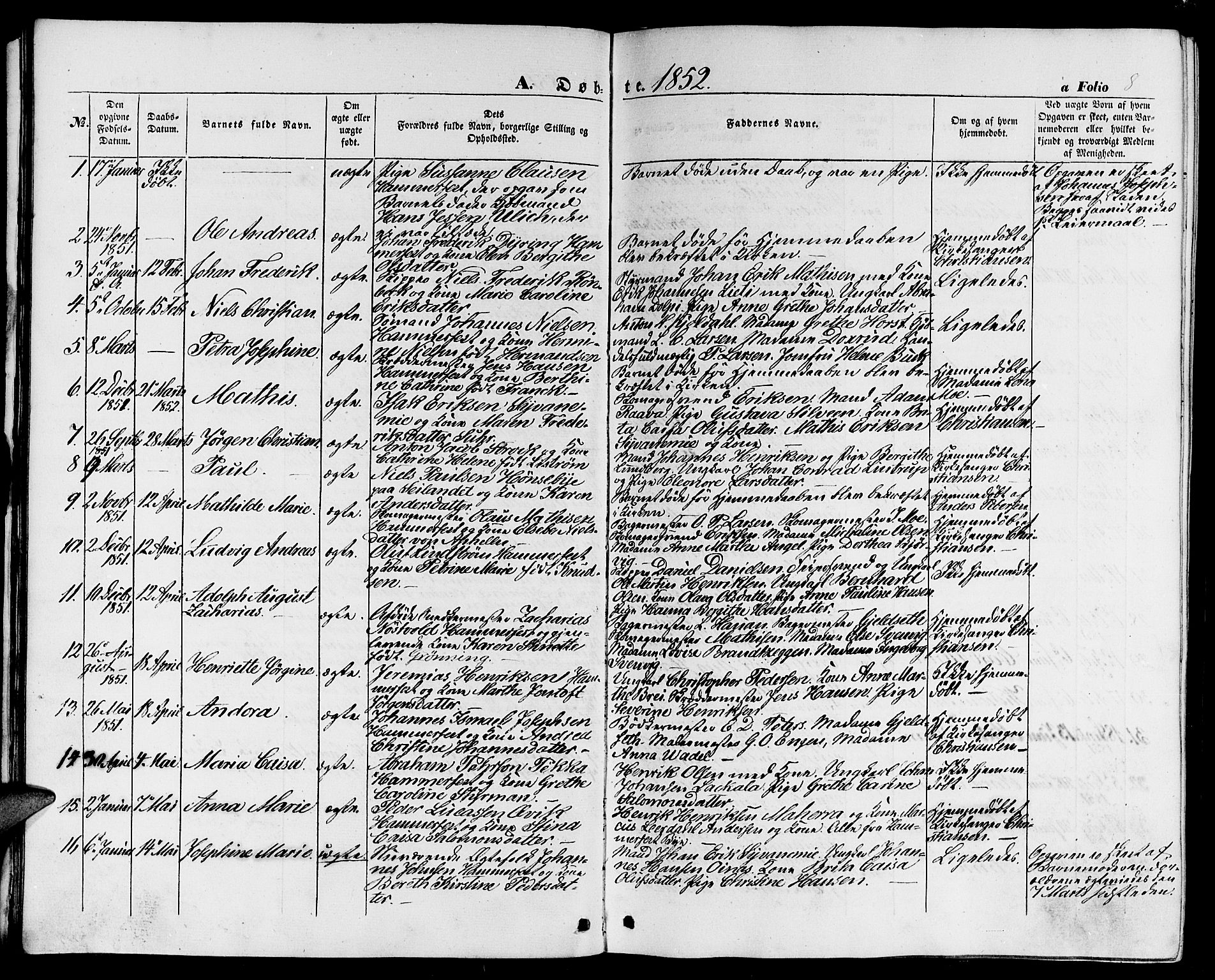 Hammerfest sokneprestkontor, SATØ/S-1347/H/Hb/L0002.klokk: Parish register (copy) no. 2, 1851-1861, p. 8