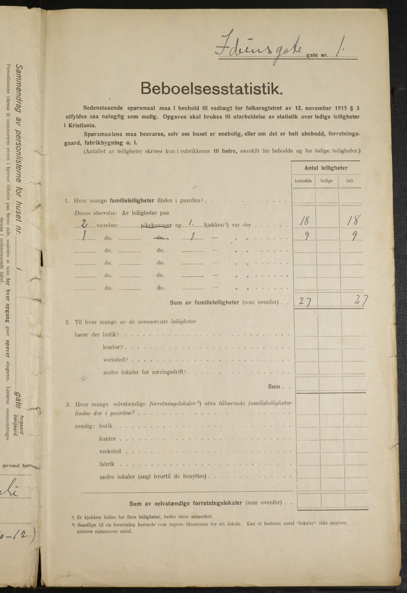 OBA, Municipal Census 1916 for Kristiania, 1916, p. 43796