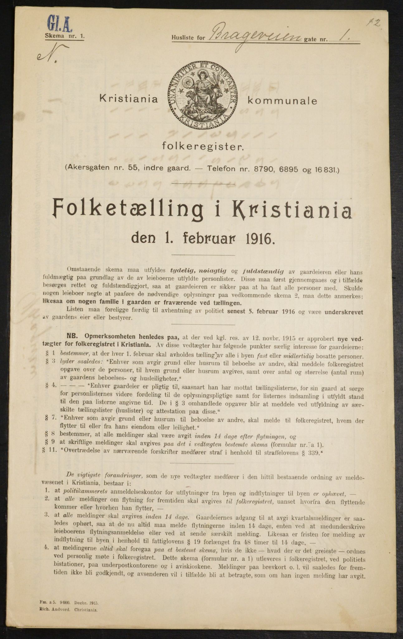 OBA, Municipal Census 1916 for Kristiania, 1916, p. 8118